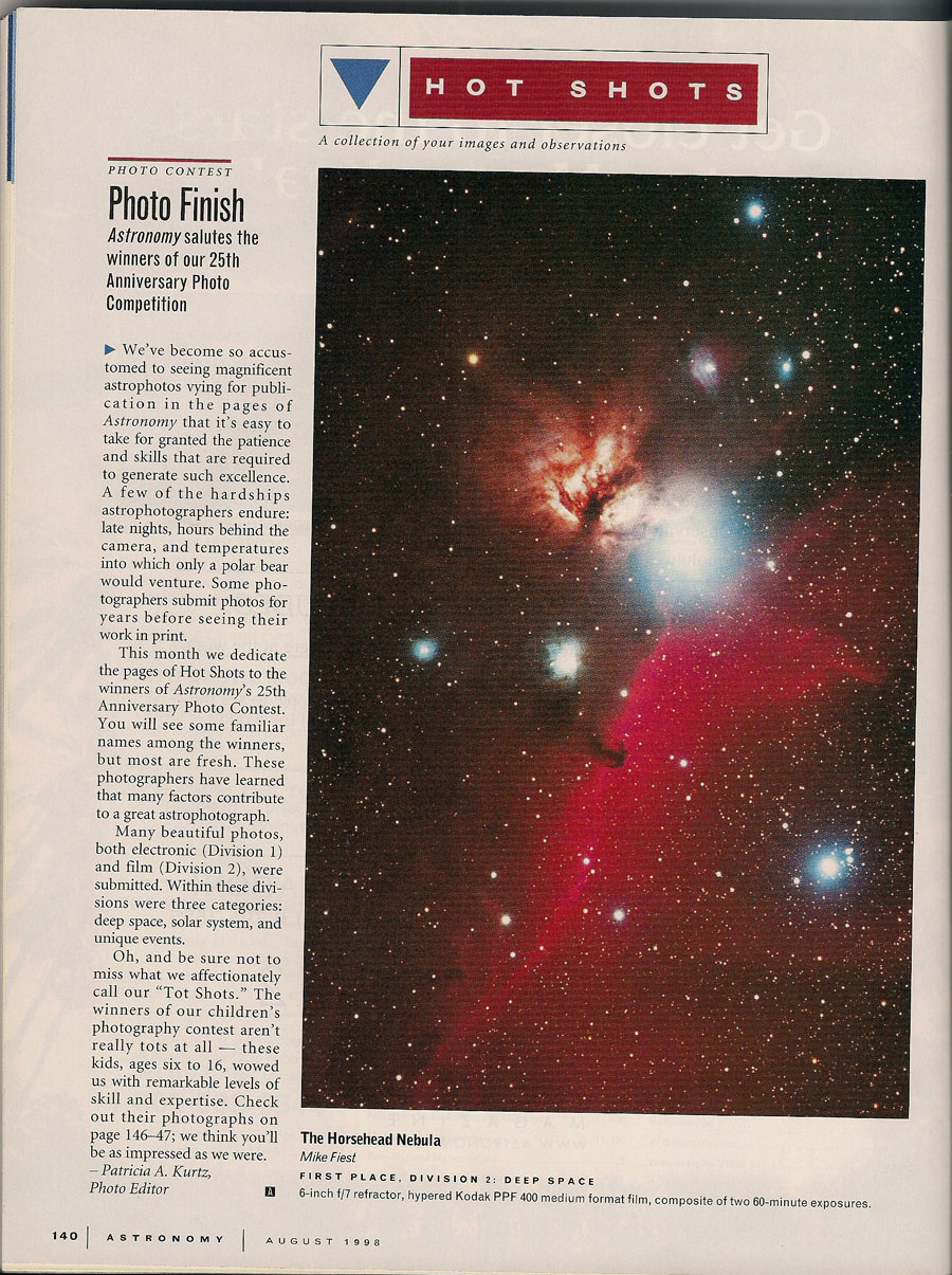 Astronomy Magazine 25th Anniversary Photo Contest, August, 1998