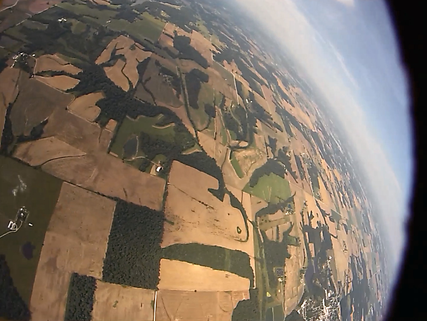 View from the onboard GoPro Hero 3 Camera looking out the side of the rocket. 
