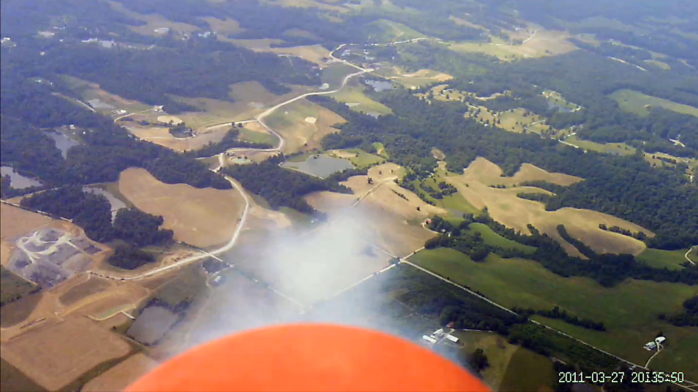 View from the onboard Booster Vision Camera looking down toward the tail of the rocket. 
