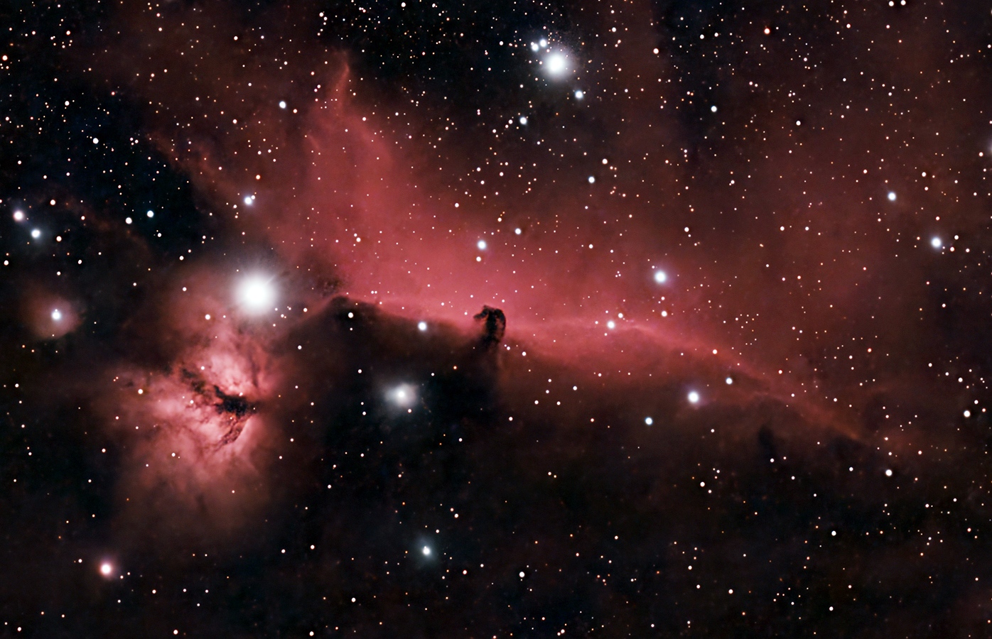 Emission Nebula IC434, with Horsehead Dark Nebula B33, and the Flame Nebula NGC2024 taken 02/13/26 with a Seestar S30 Pro Smart Telescope