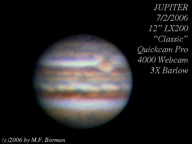 Jupiter & it's red spots, July 2nd, 2006