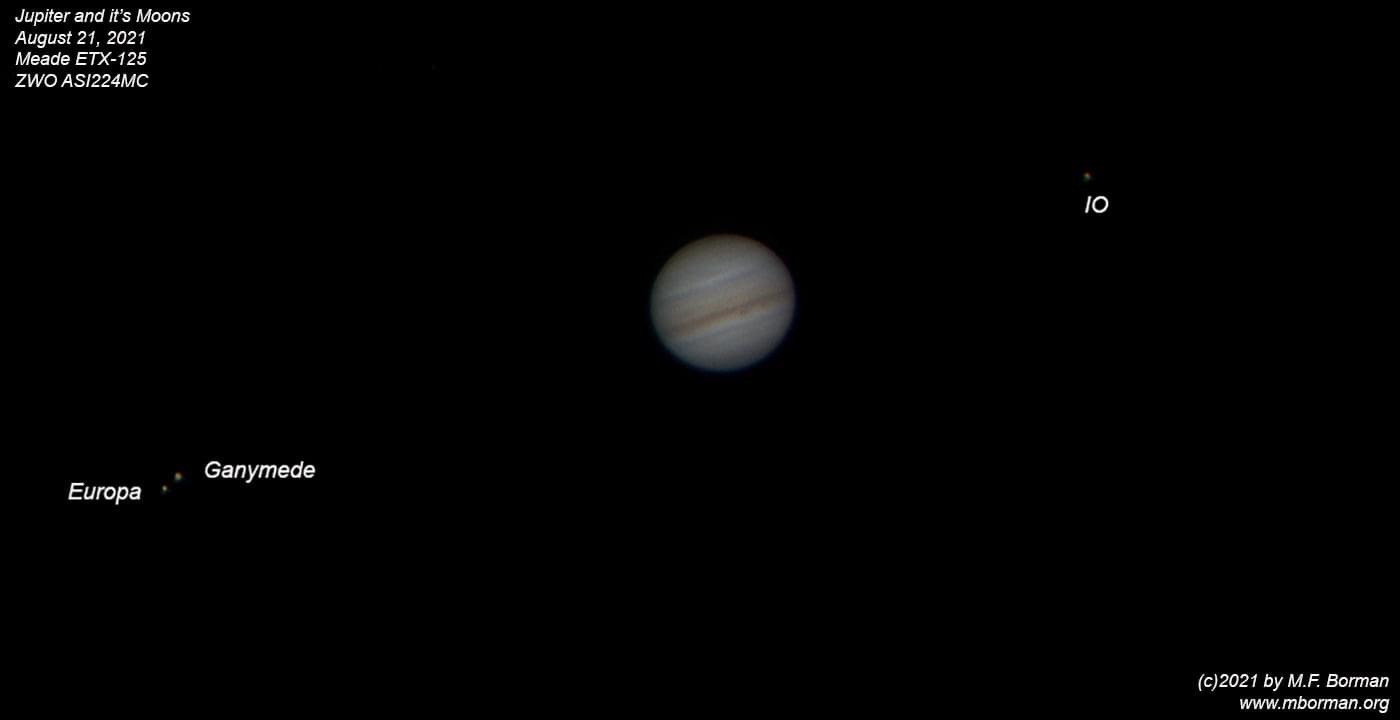 Jupiter and three of it's moons