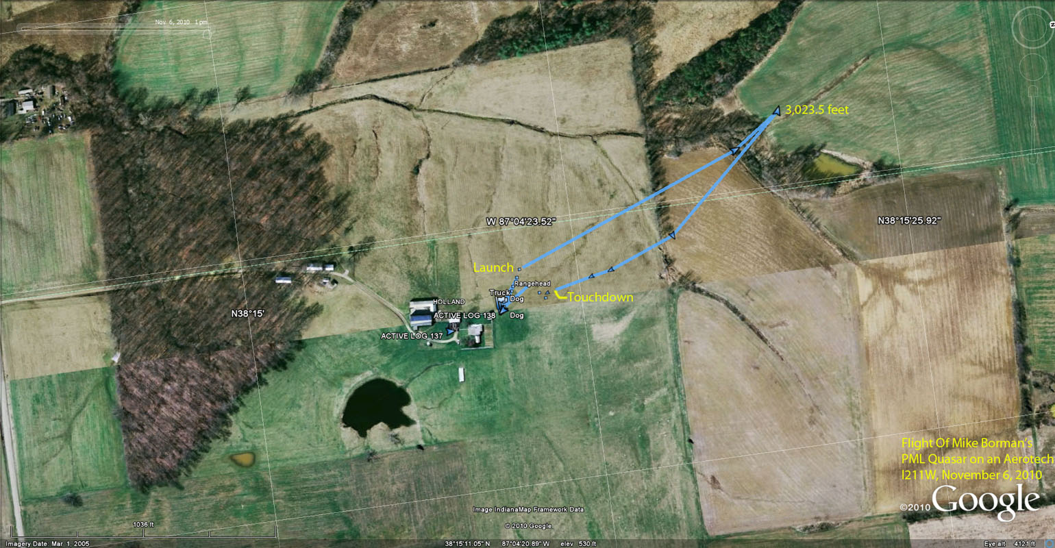 Track of the rocket recorded by the onboard GPS 
