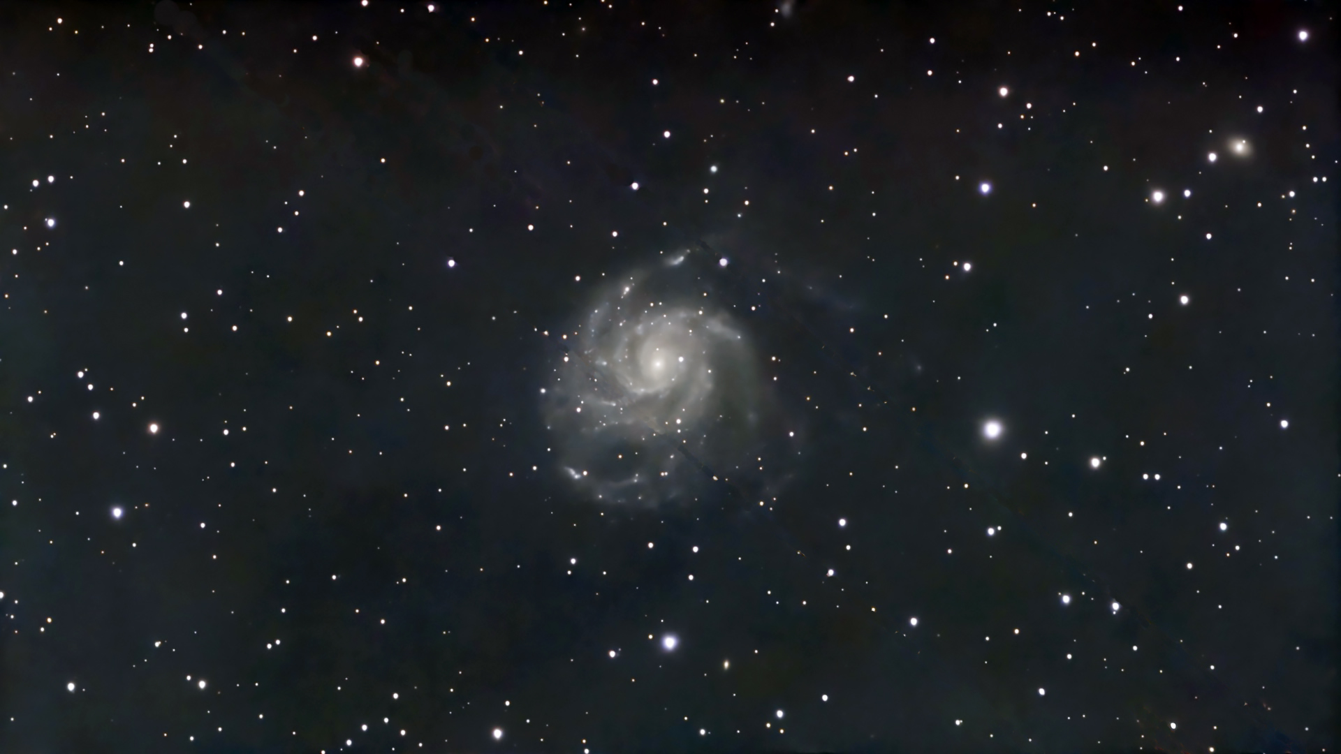 Spiral Galaxy M101 taken 03/26/25 with a Seestar S50 smart telescope in equatorial mode.