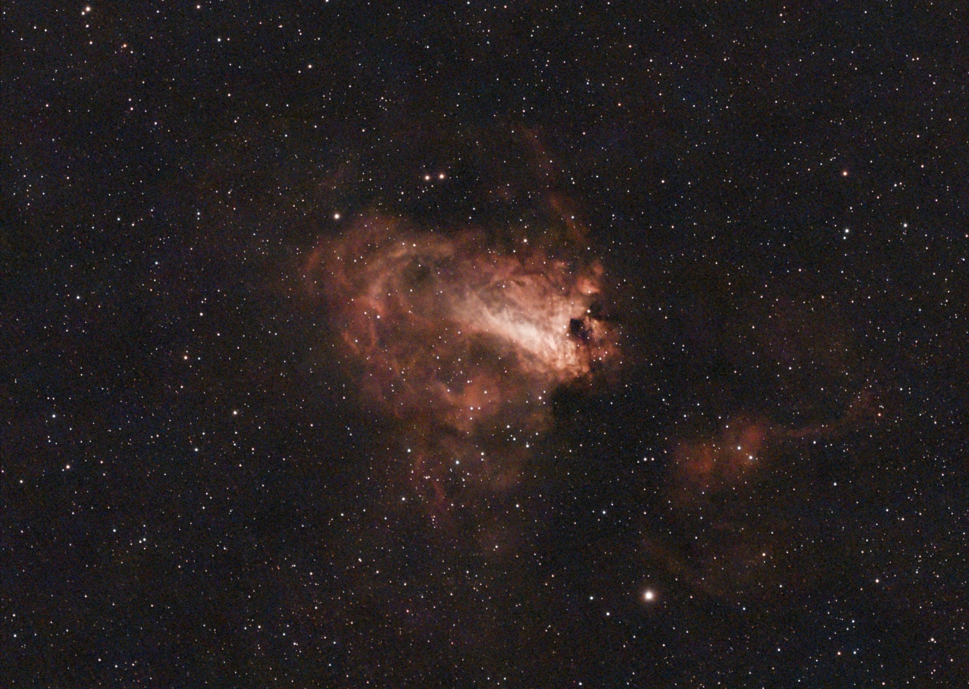 The Swan Nebula M17 in Sagittarius taken 09/04/26 with a Seestar S50 Pro Smart Telescope.