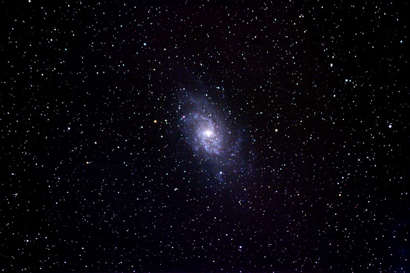 Spiral Galaxy M33 taken November 24, 2006 with a Canon 20Da digital camera attached to a Televue 85 refractor and piggybacked on a 12
