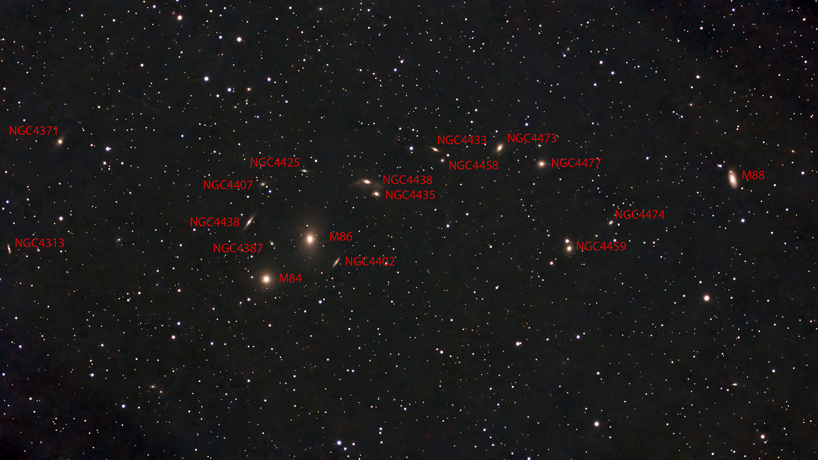 Markarian's Chain of Galaxies in Virgo taken 02/22/26 with a Seestar S30 Pro Smart Telescope