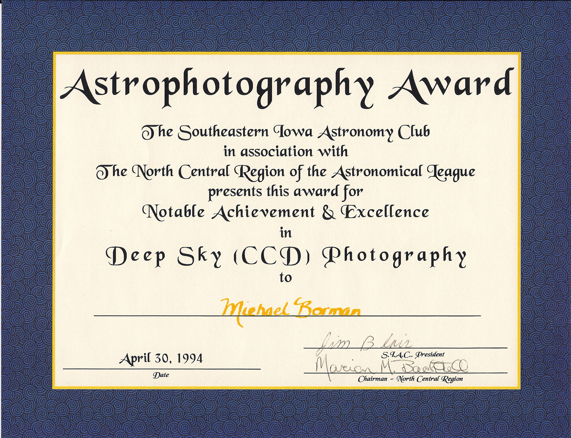 Astrophotography Awards From The NCRAL 1994 Convention