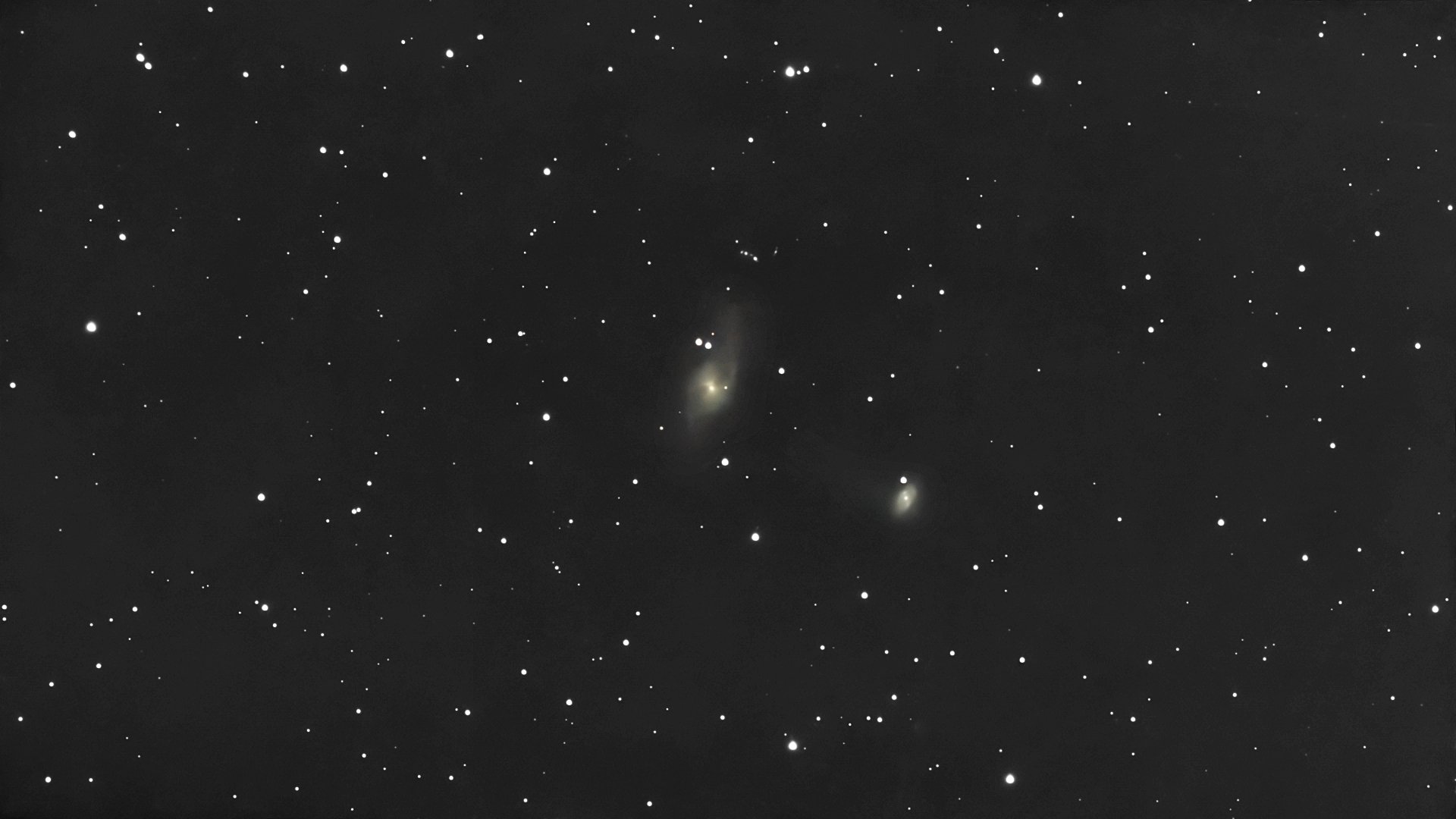 Galaxies NGC3718 (also known as Arp 214), NGC3729, and compact galaxy group Hickson 56 taken 03/16/25 with a Seestar S50 smart telescope.