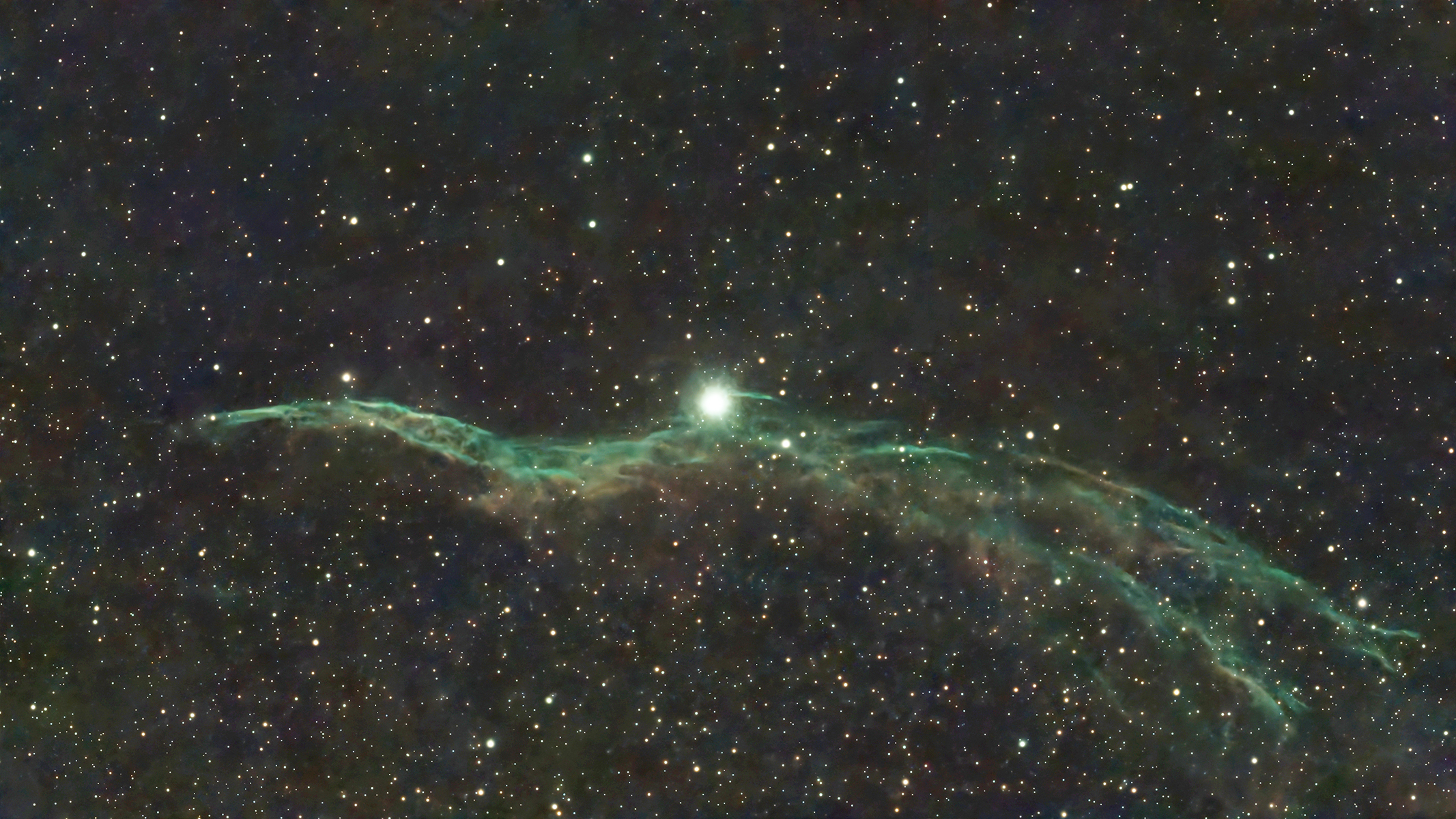 The Witches Broom, NGC6960, part of the Veil Supernova Remnant taken September 13, 2025 with Seestar S50 Smart Telescope