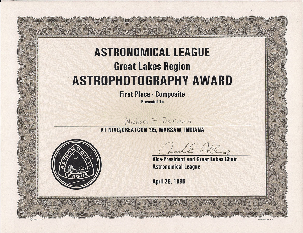 Astrophotography Awards From The NIAG/GREATCON 1995 Convention