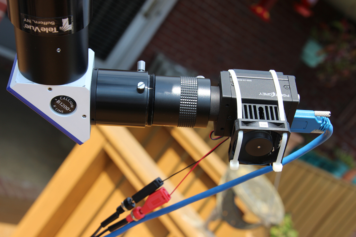 PGR Grasshopper 3 camera cooled with Scopestuff heat sink and 12VDC brushless fan