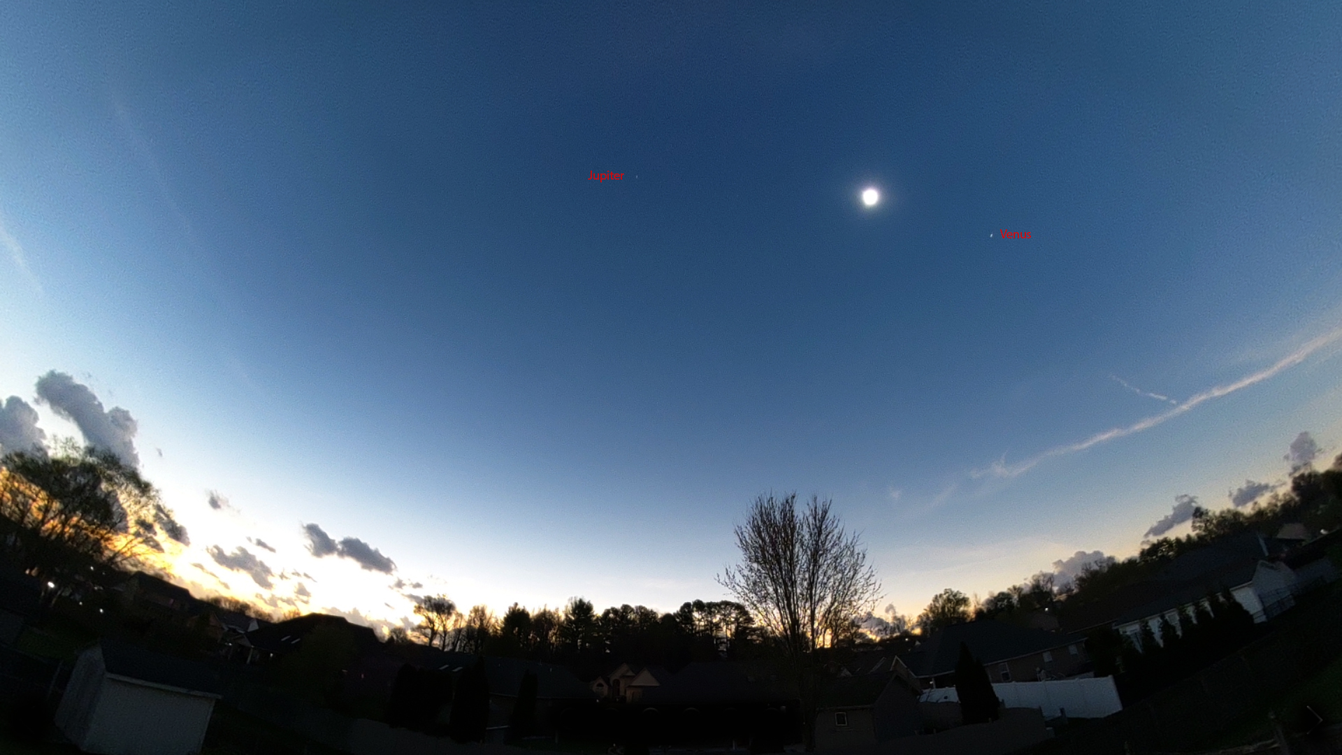 The eclipsed sky with Jupiter and Venus 04/08/2024