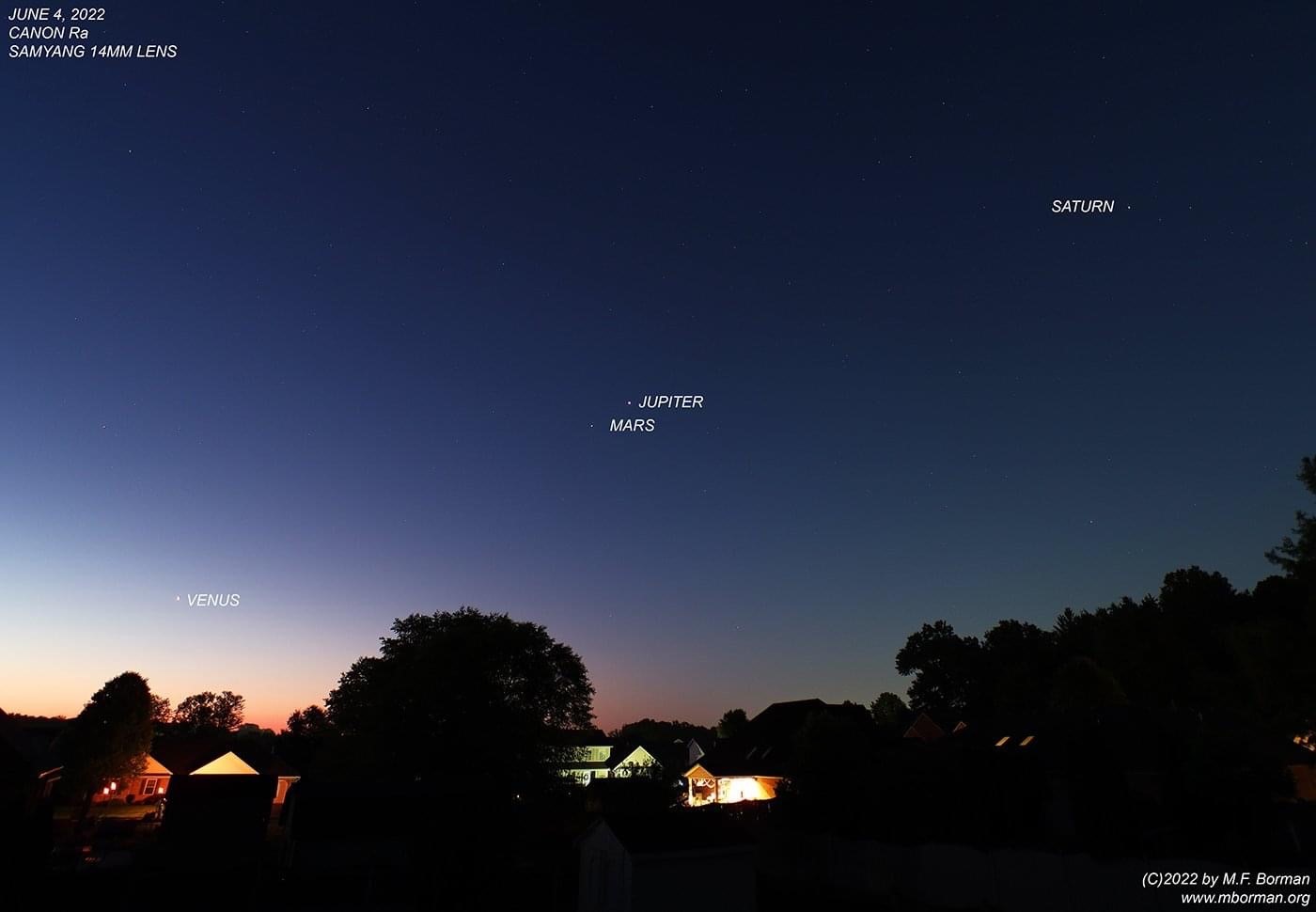 Planets in the early morning sky 06/04/2022
