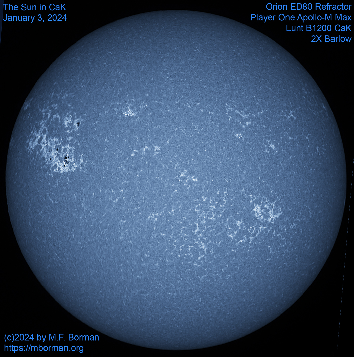 Solar disk in CaK 01/03/2024
