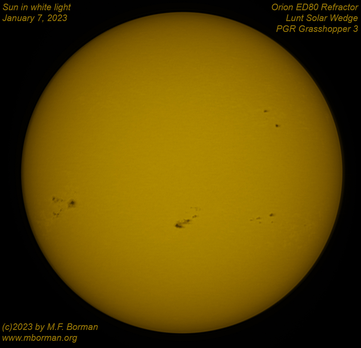 Solar disk in white light 01/07/2023