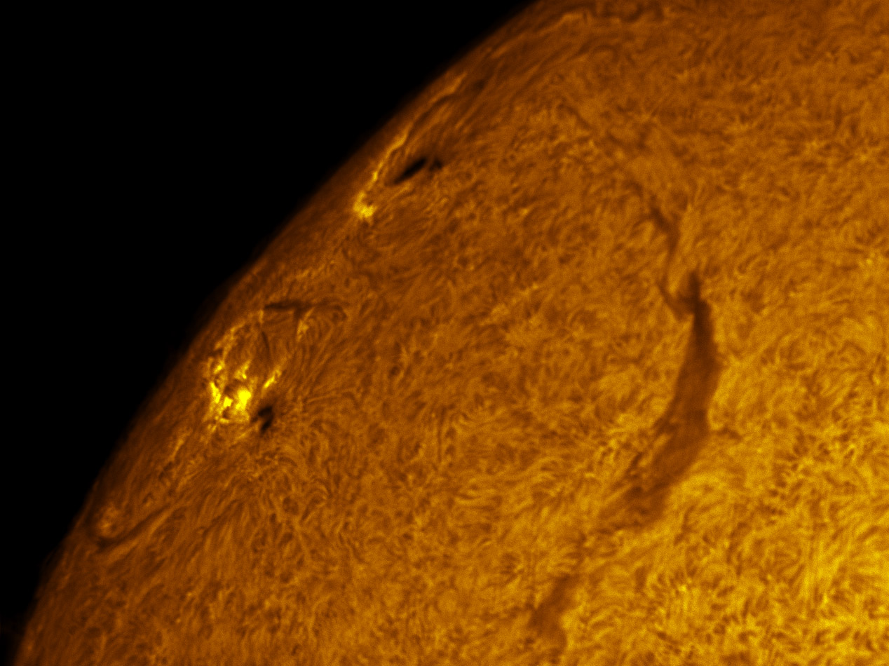 Sunspot 1401 and 1402 in h-alpha 01/15/2012