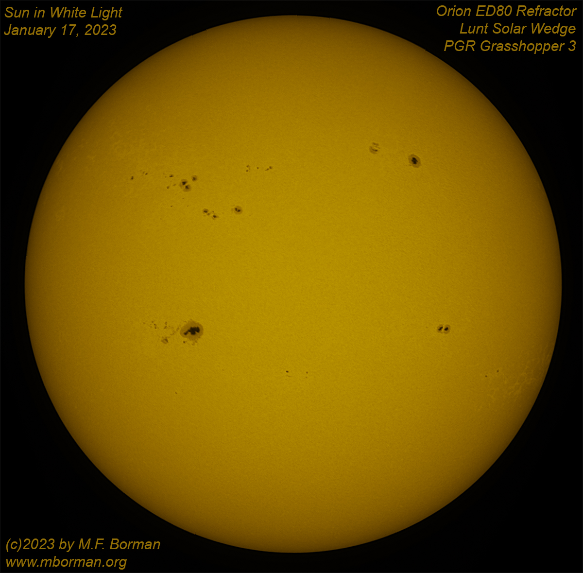 Solar disk in white light 01/17/2023