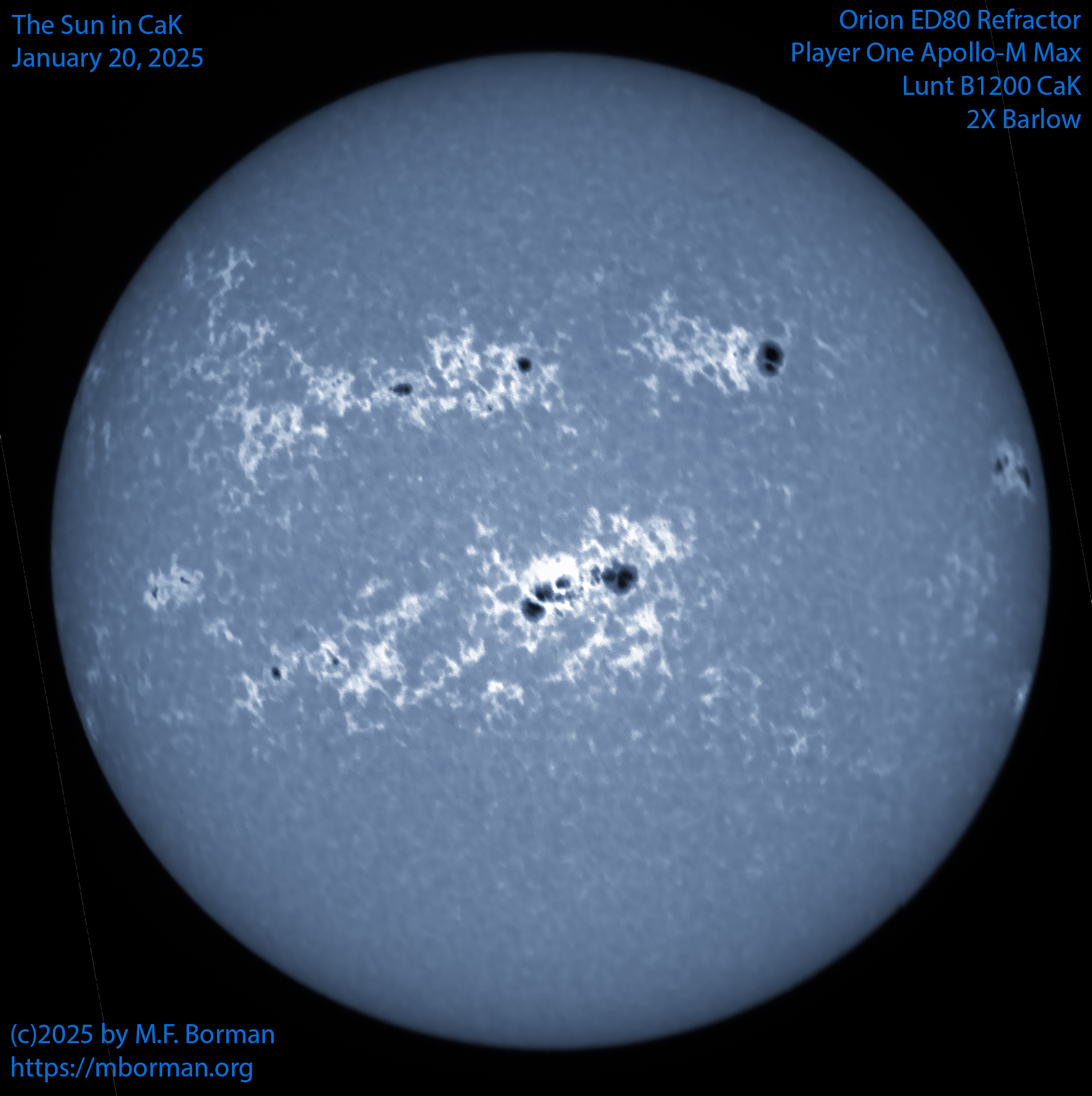 Solar image in CaK 01/20/25