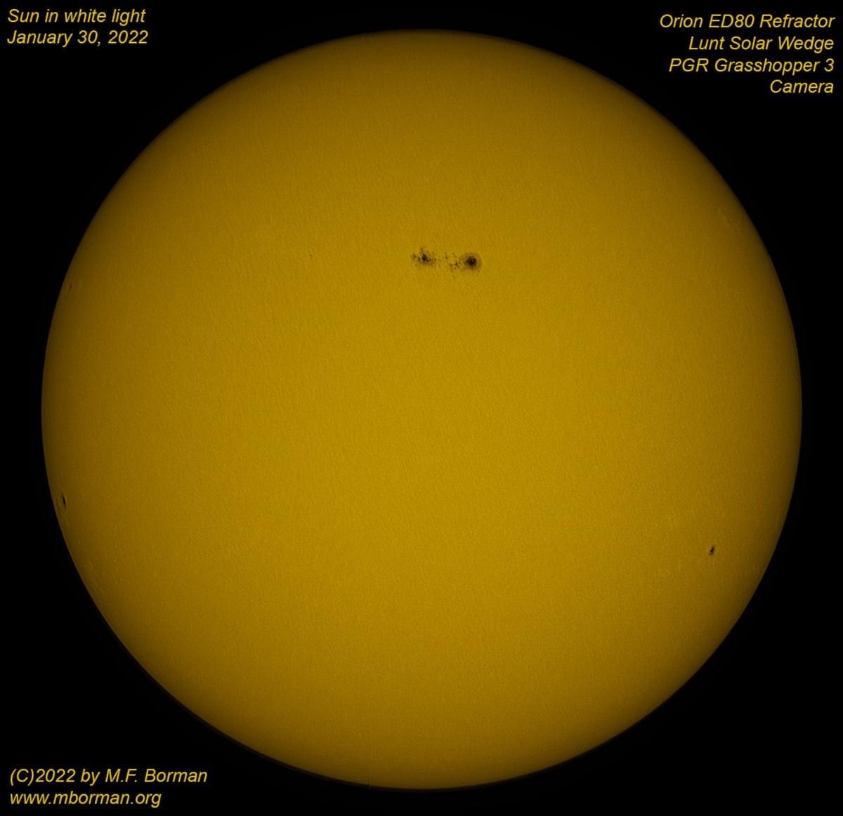 Solar disk in white light 01/30/2022