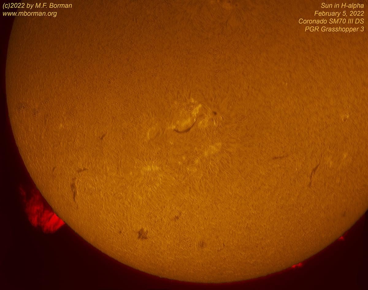 Giant prominence in h-alpha 02/05/2022