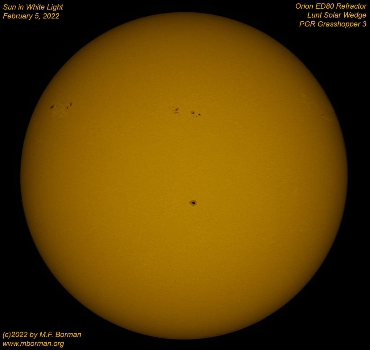 Solar disk in white light 02/05/2022