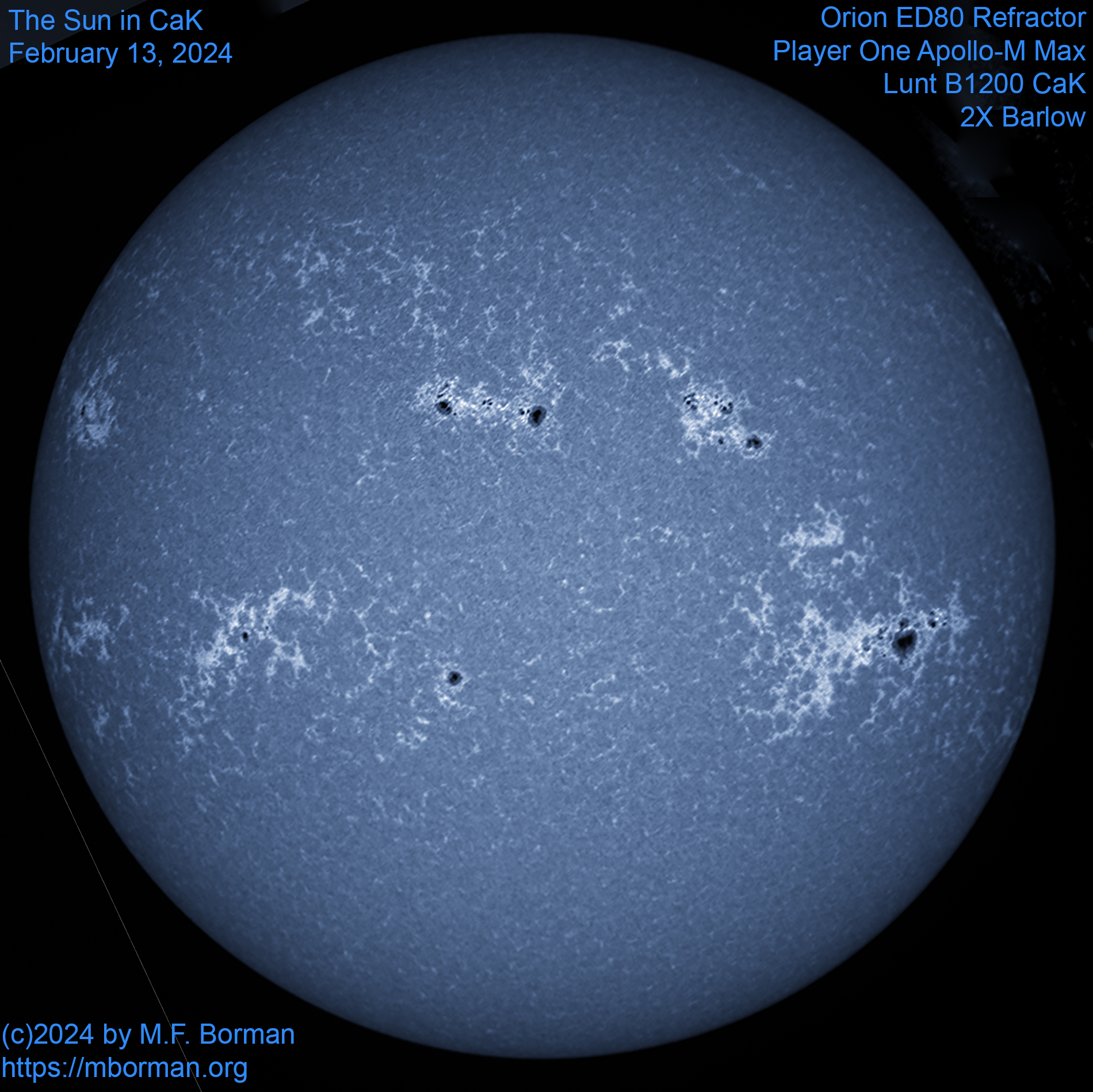 Solar image in CaK 02/13/2024