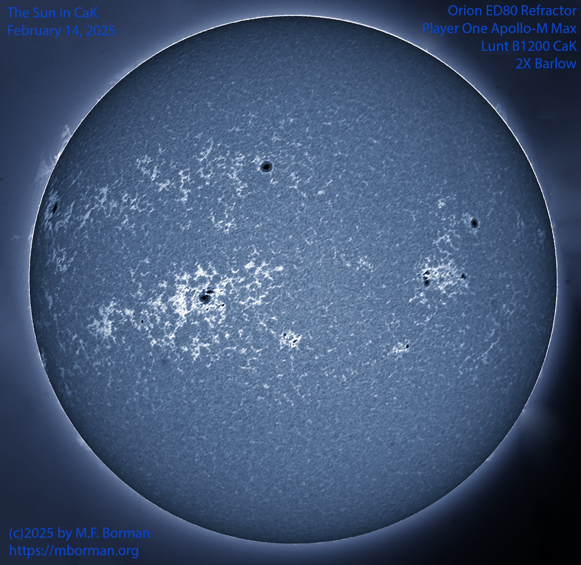 Solar image in CaK 02/14/25