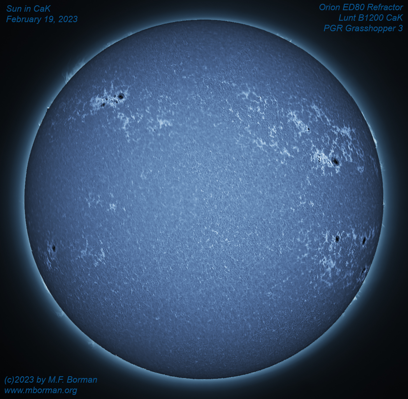 Solar disk in CaK 02/19/2023