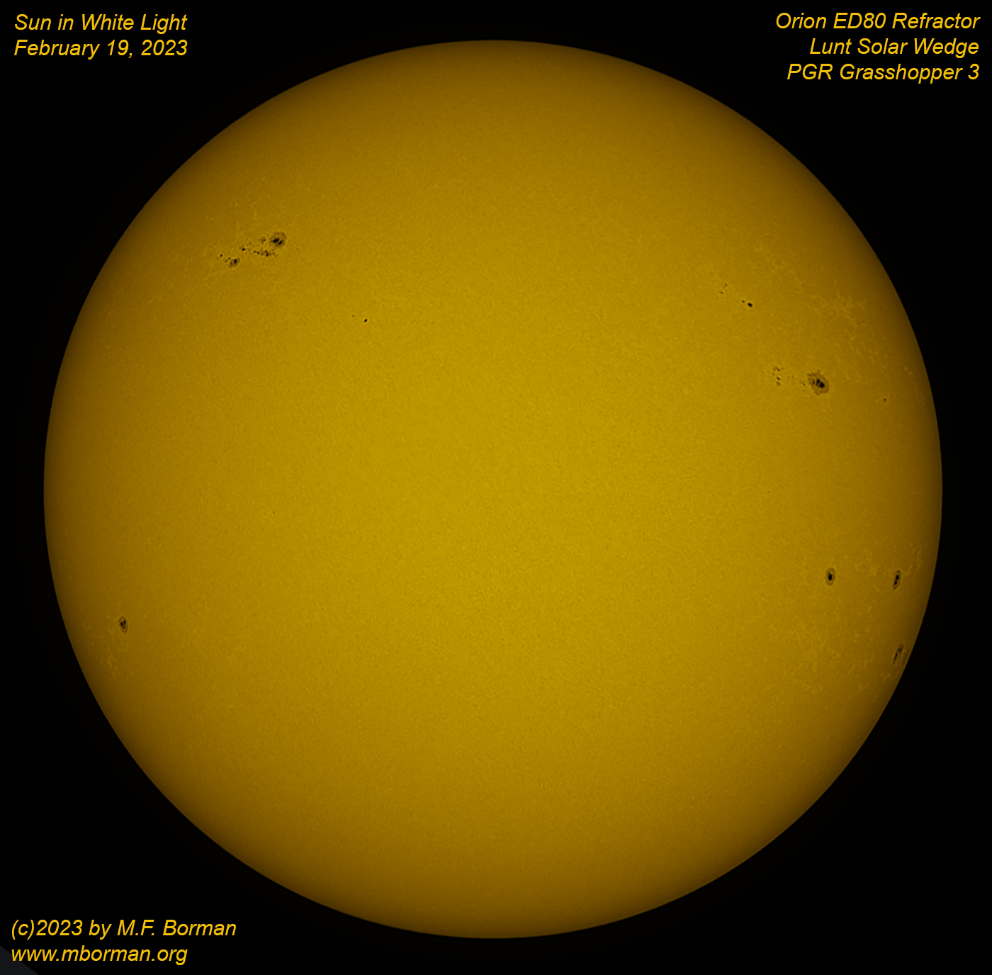Solar disk in white light 02/19/2023