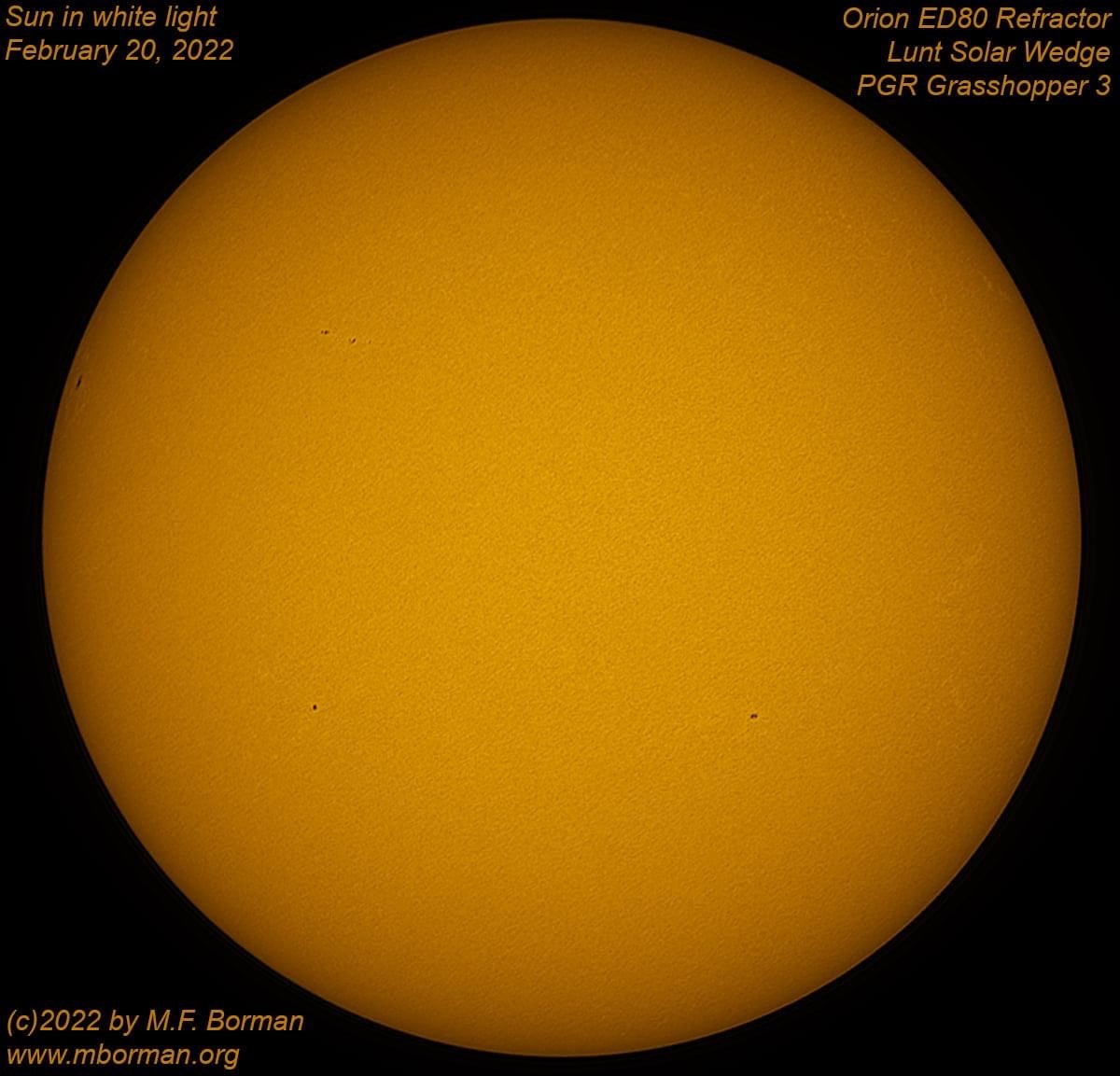 Solar disk in white light 02/20/2022