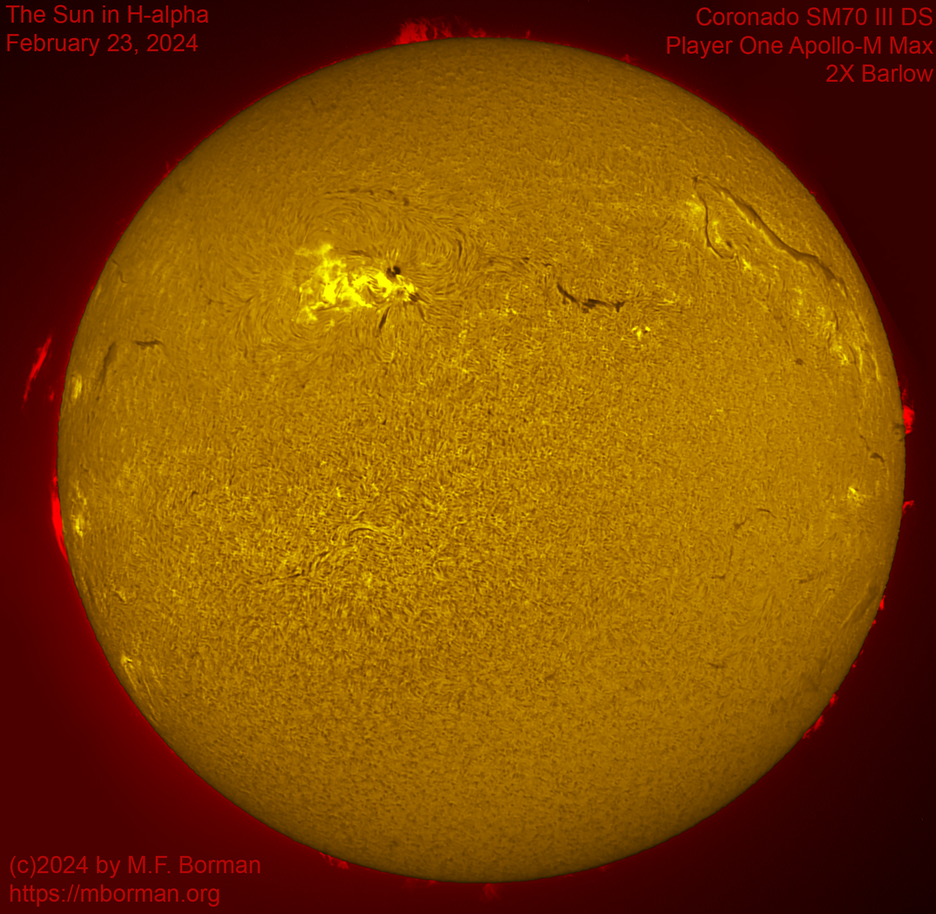 Solar image in h-alpha 02/23/2324