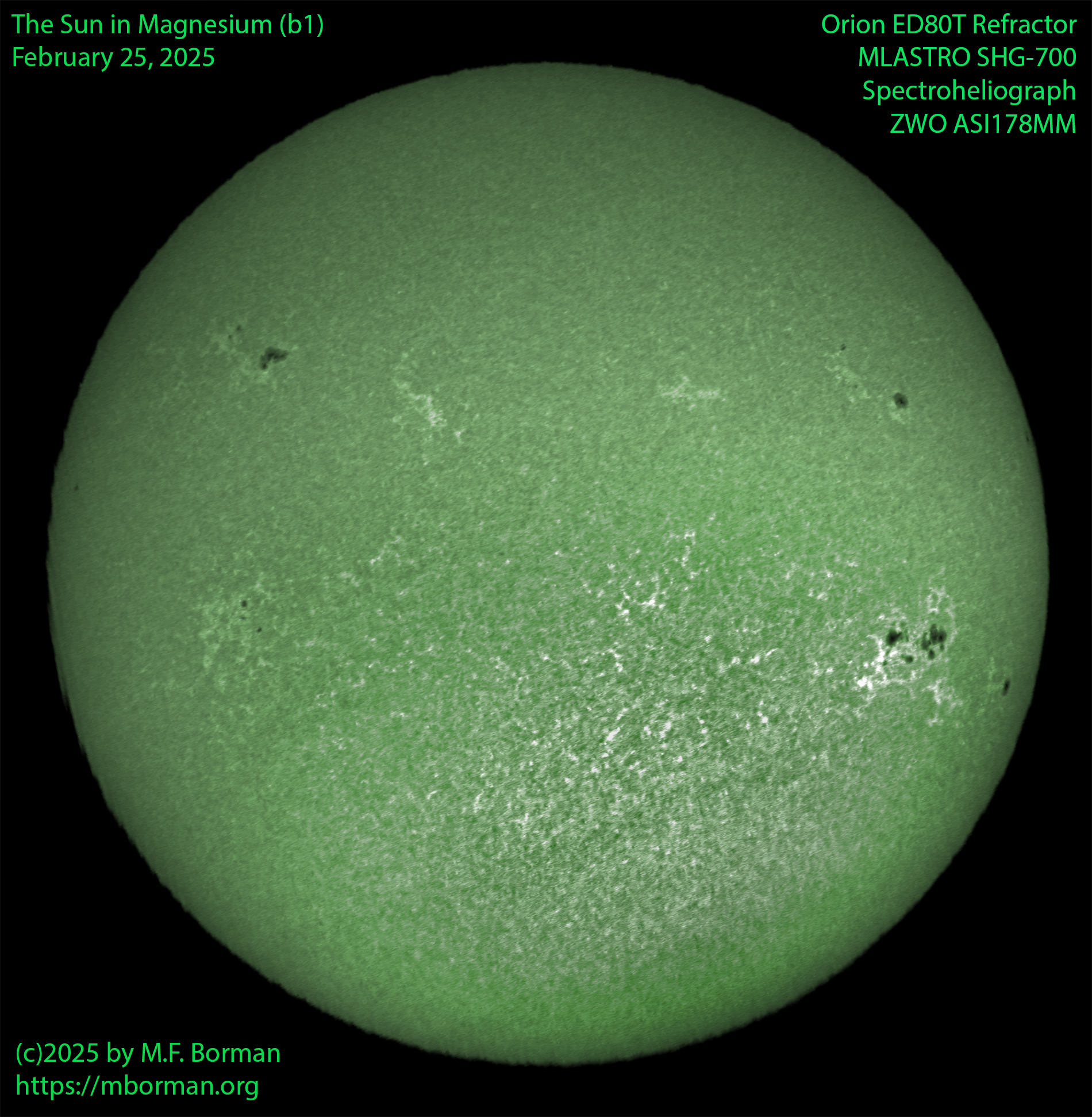 Solar image in magnesium (b1) 02/25/25