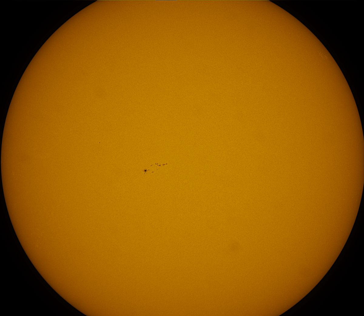 Solar disk in white light with 80mm refractor and Lunt solar wedge, PGR Grasshopper 3 camera 02-27-16