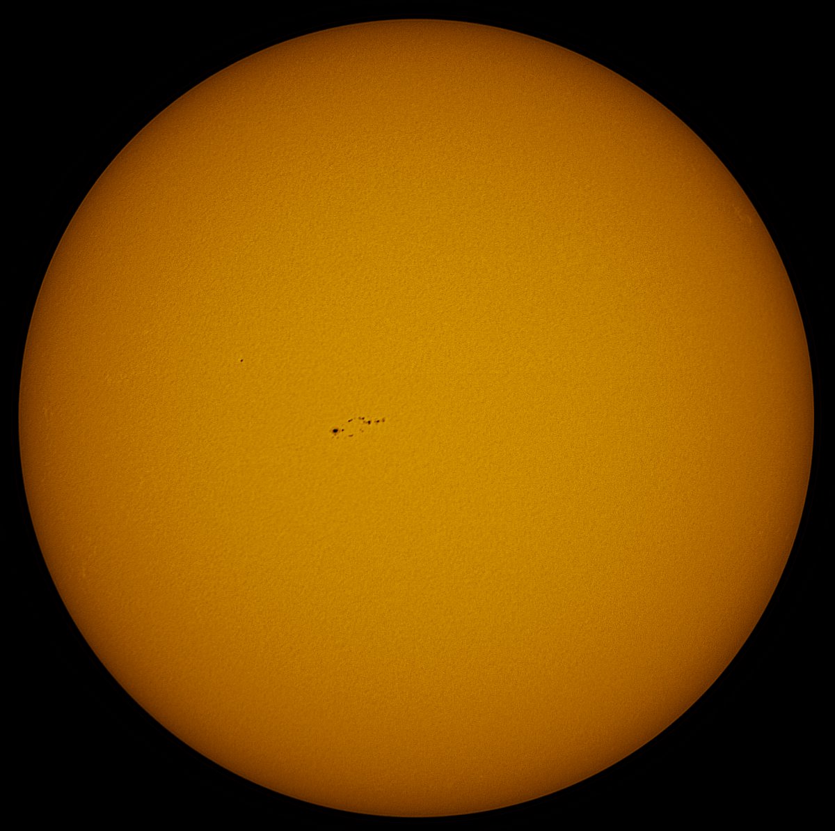 Solar disk in white light with 80mm refractor and Lunt solar wedge, PGR Grasshopper 3 camera 02-27-16