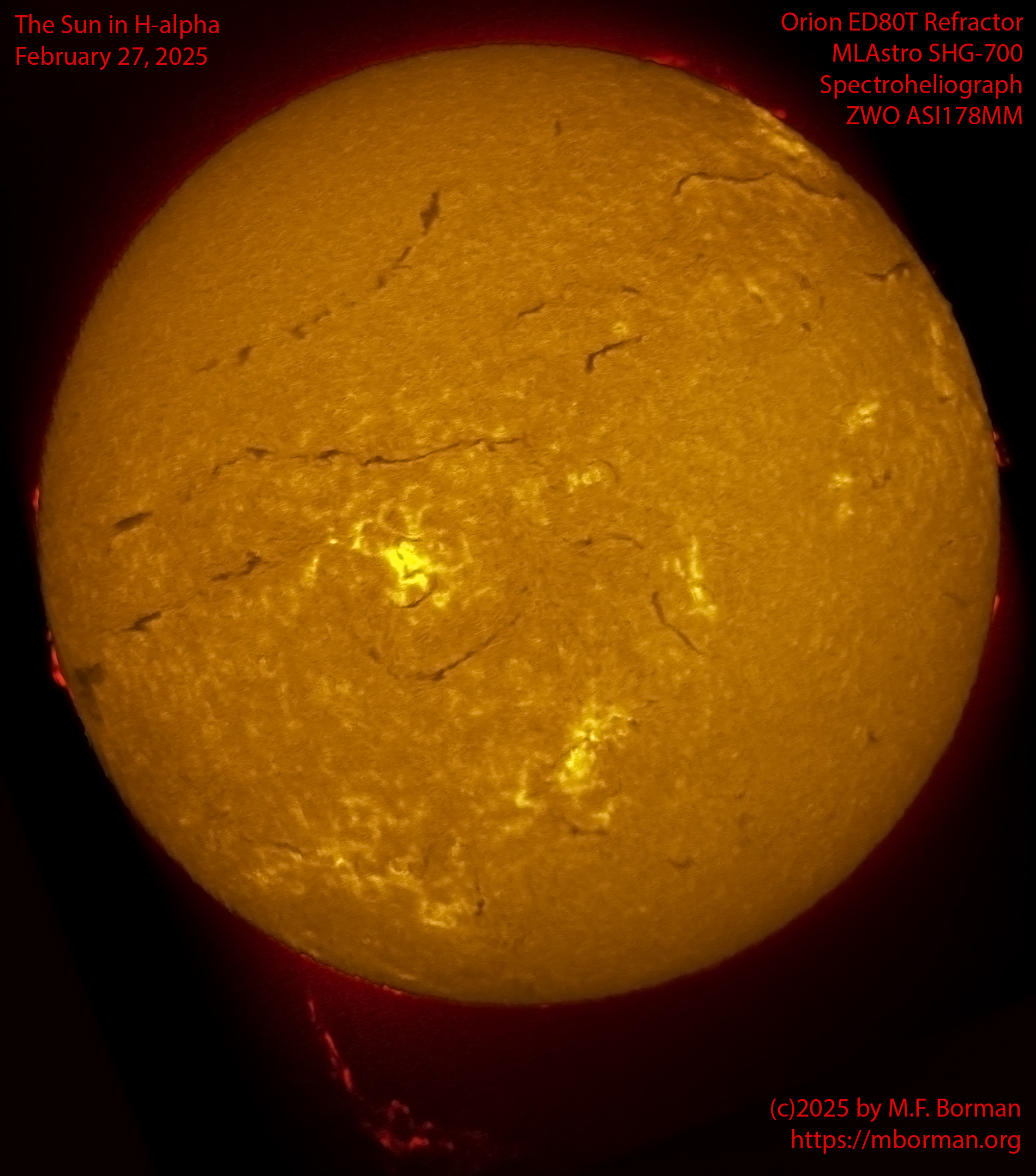 Solar image in h-alpha 02/27/25