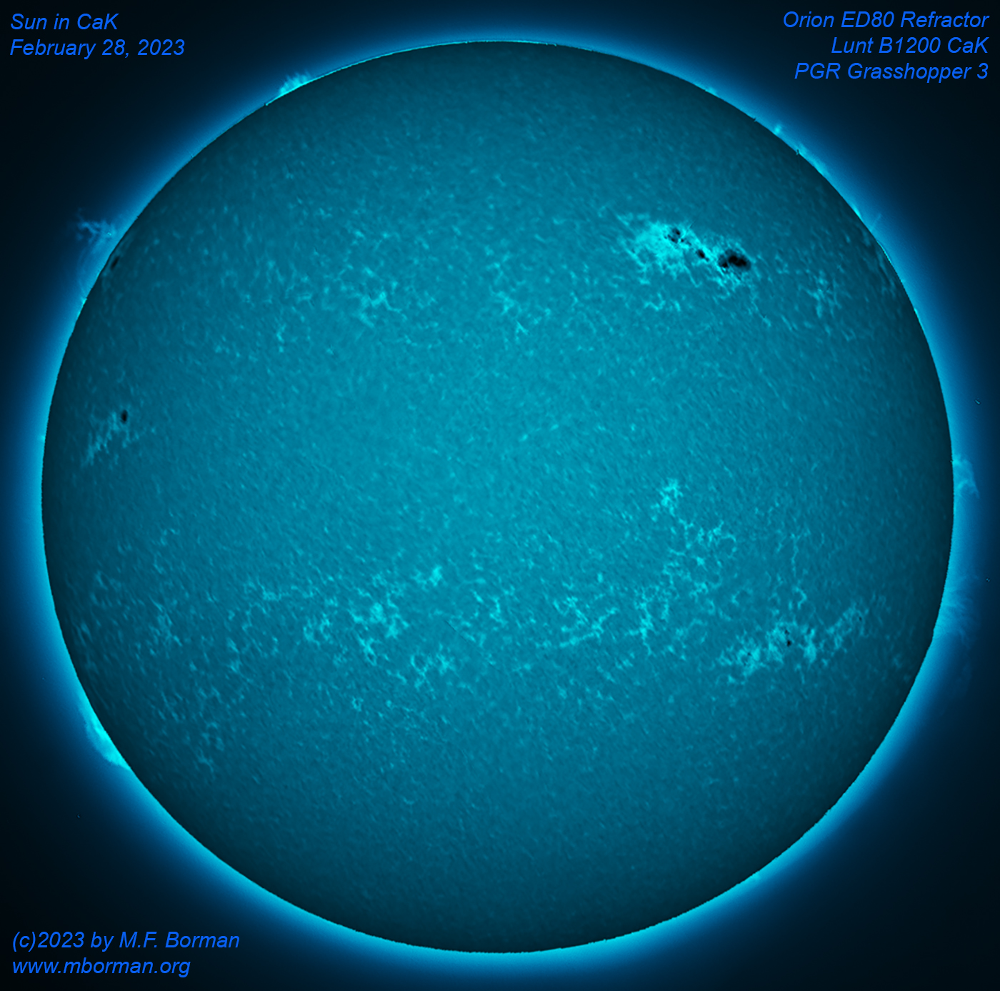 Solar disk in CaK 02/28/2023