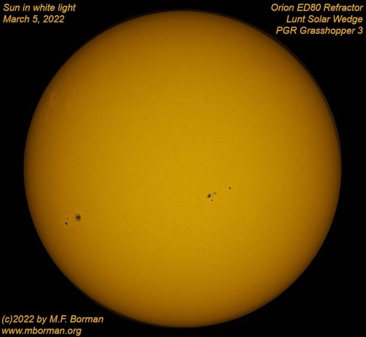 Solar disk in white light 03/05/2022
