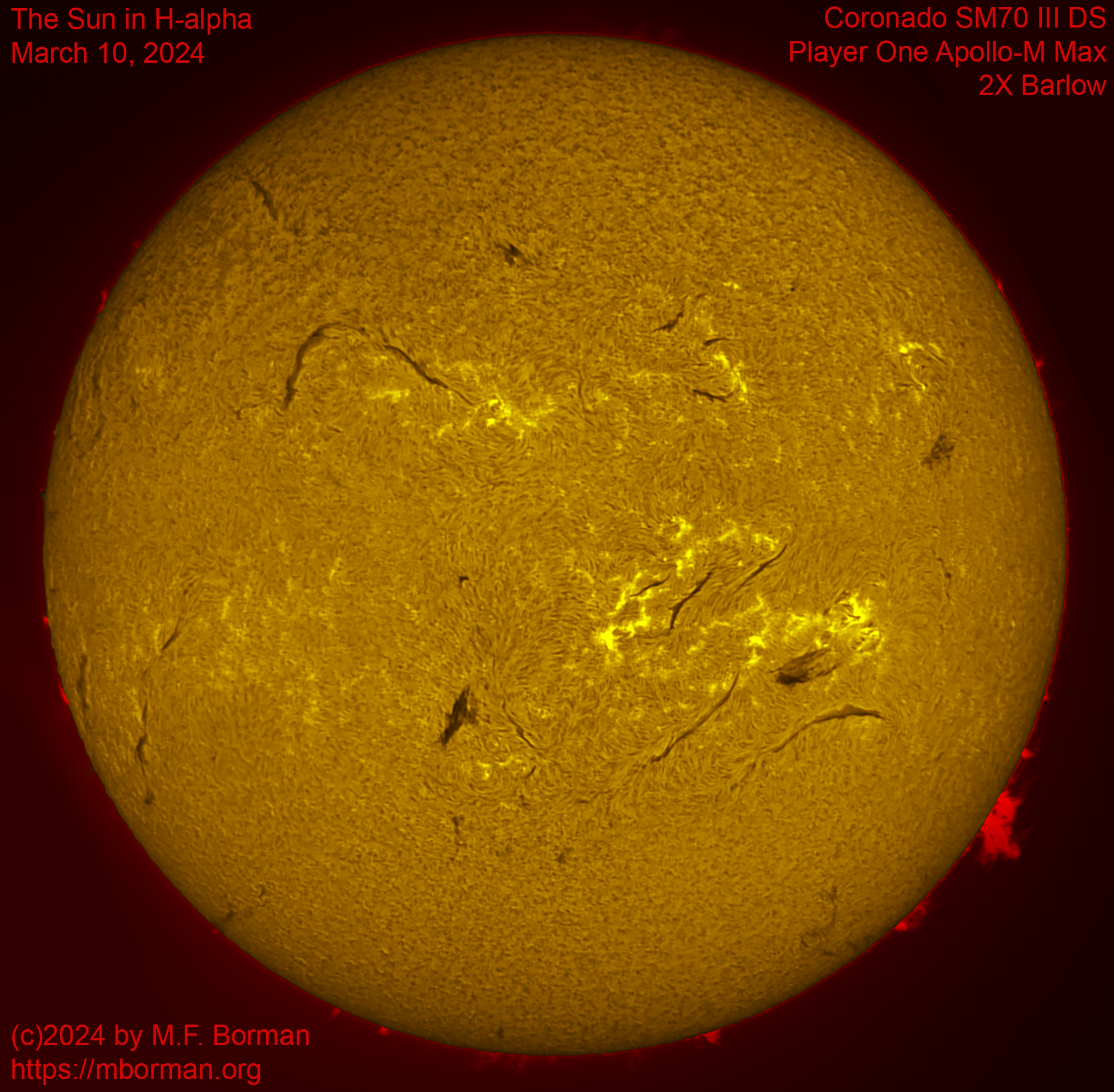 Solar image in h-alpha 03/10/24