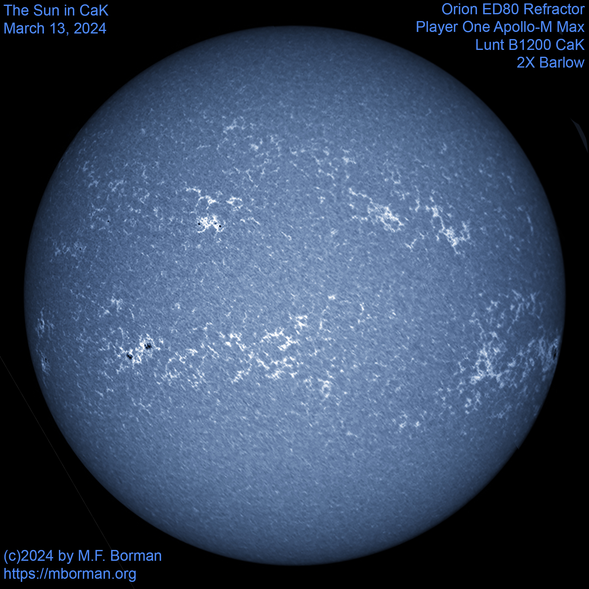 Solar image in CaK 03/13/24