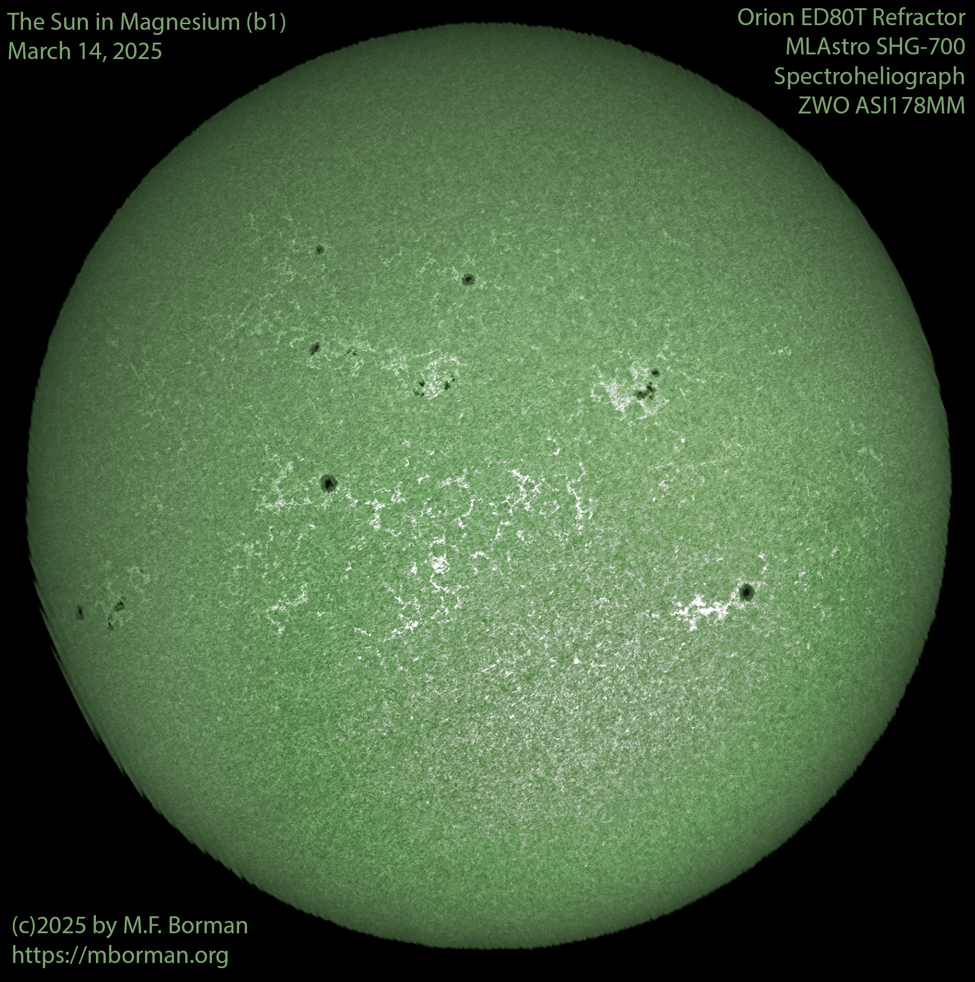 Solar image in magnesium (b1) 03/14/25