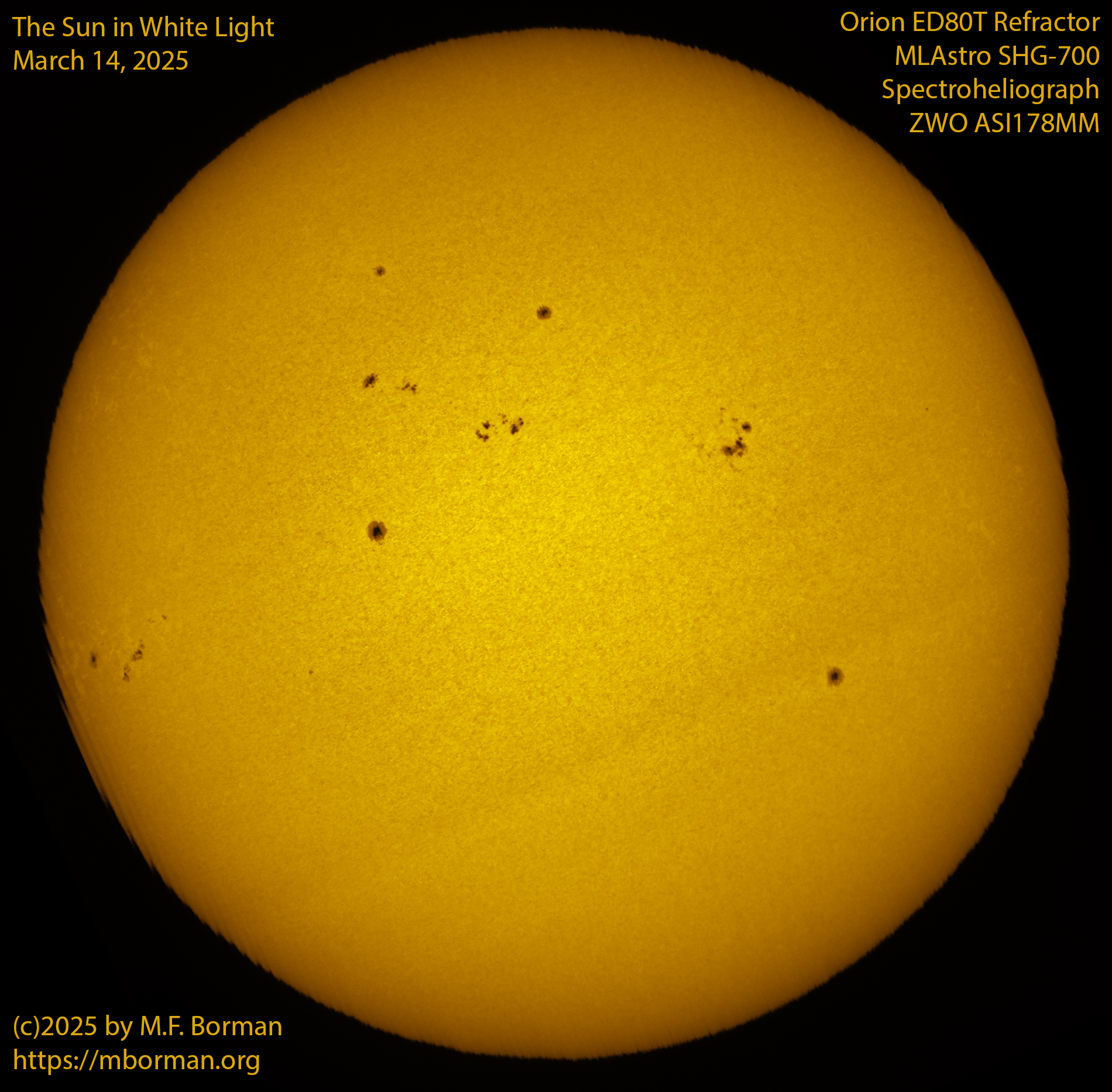 Solar image in white light 03/14/25