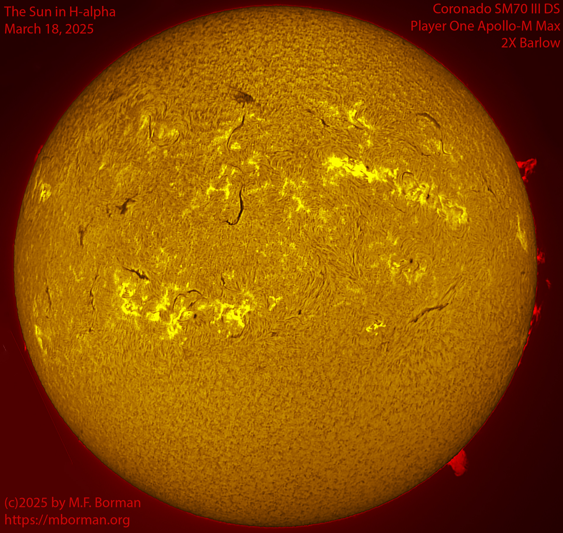 Solar image in h-alpha 03/18/25