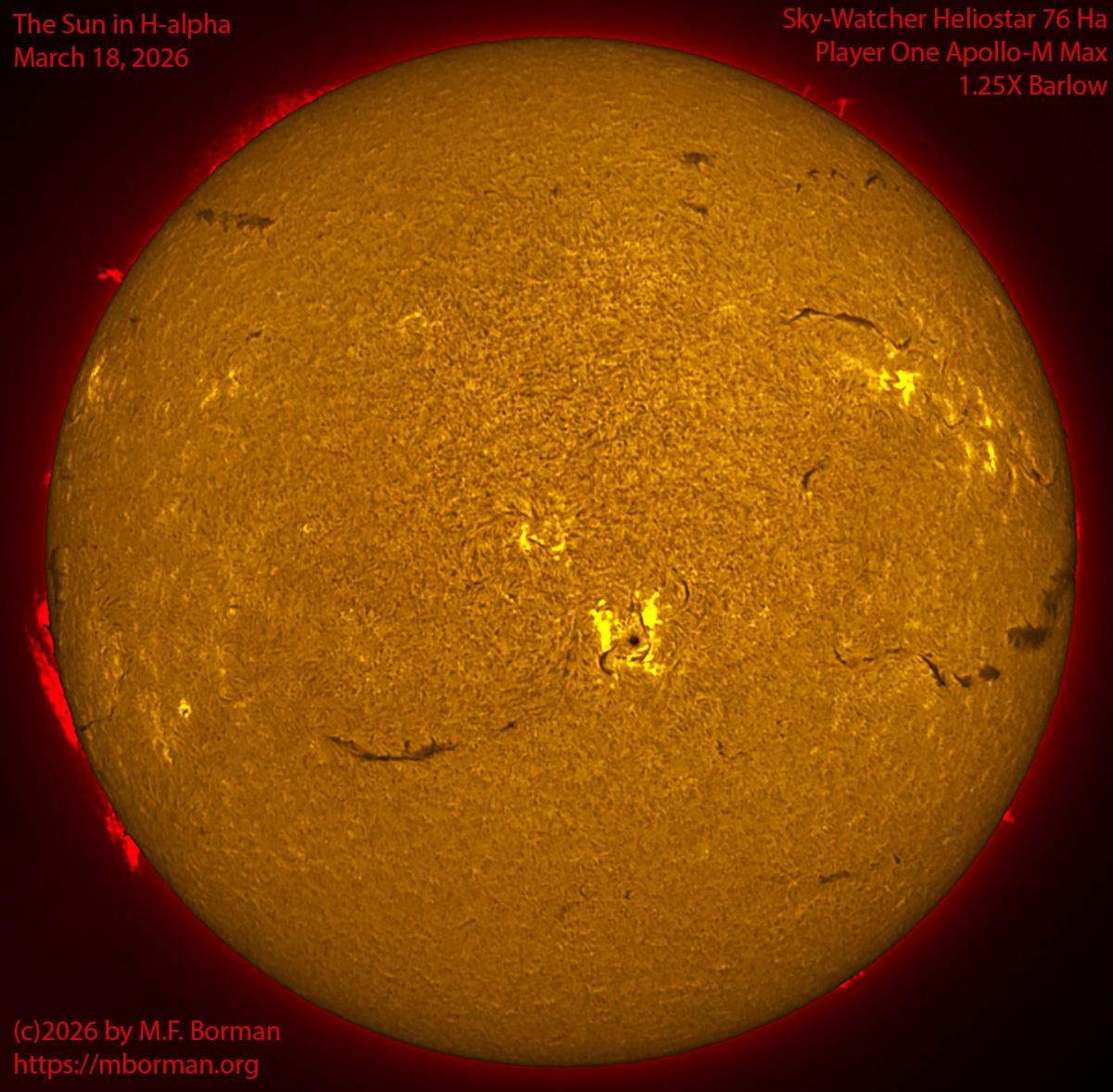 Solar image in h-alpha 03/18/26