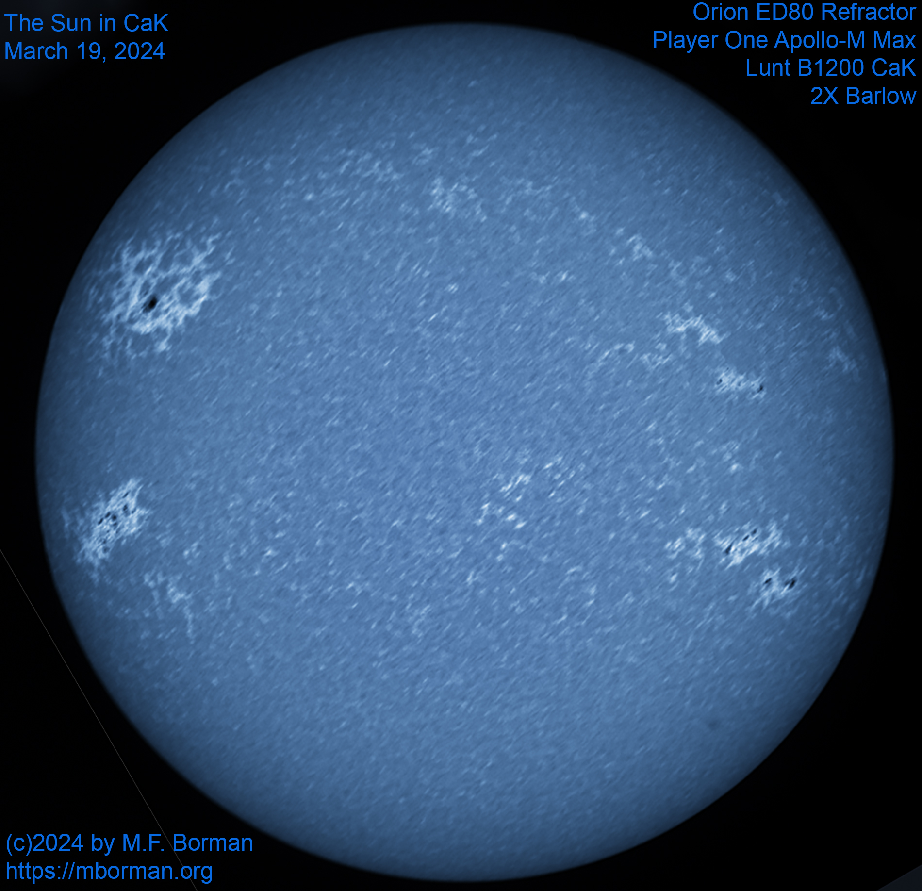 Solar image in CaK 03/19/24