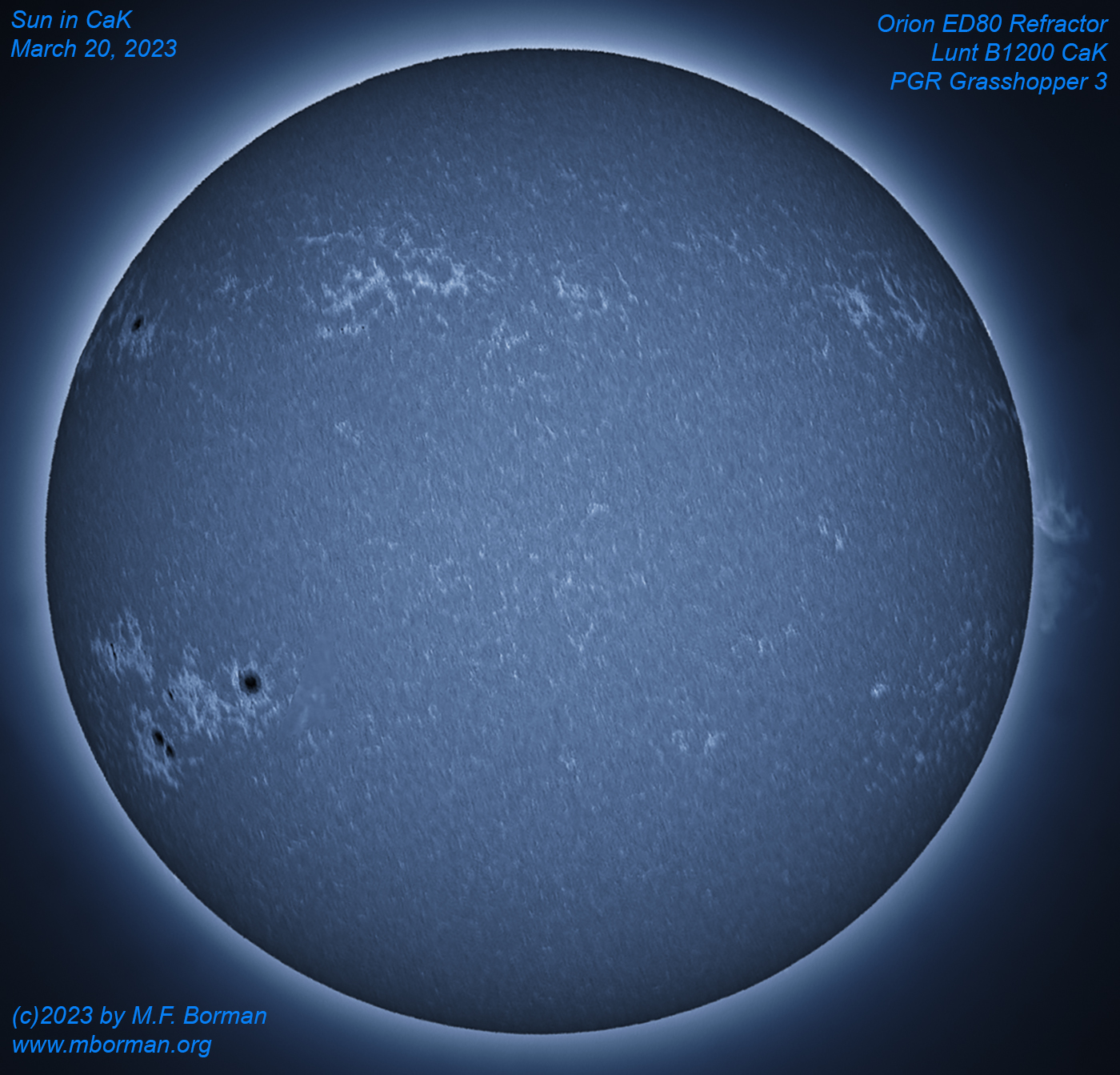 Solar disk in CaK 03/20/2023