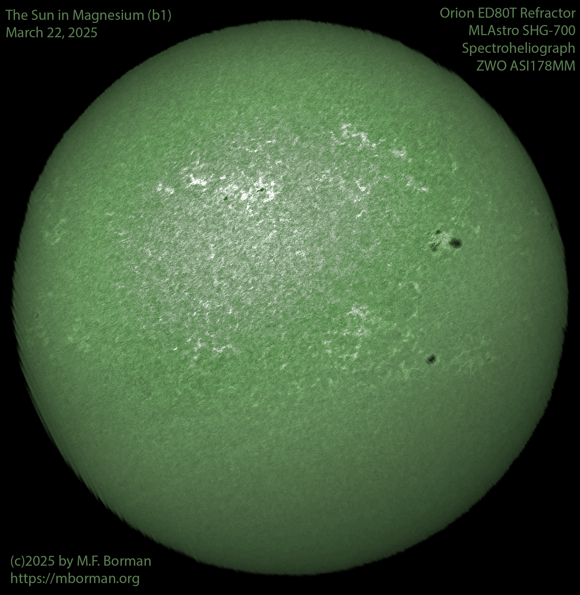 Solar image in magnesium (b1) 03/22/25