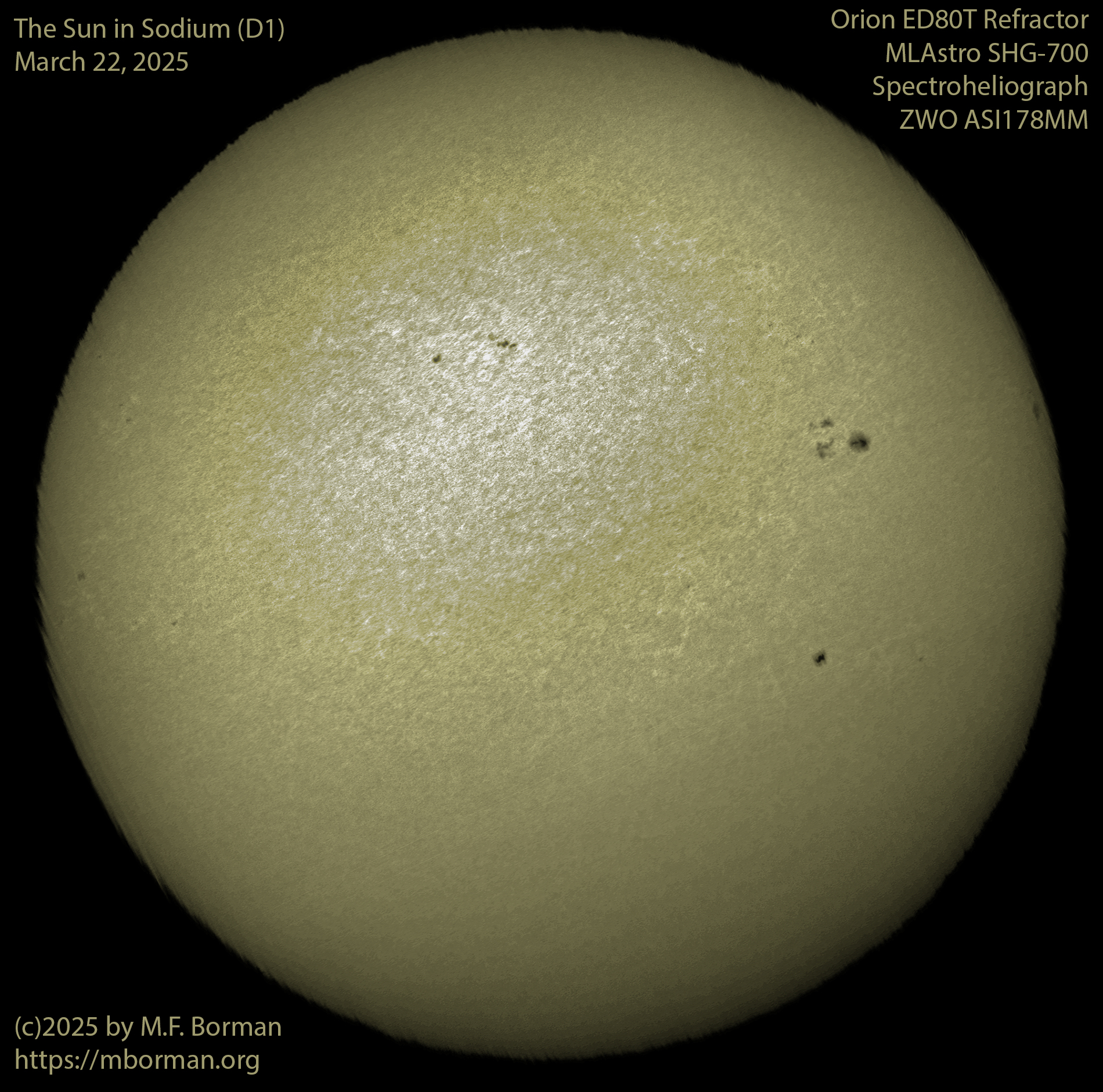 Solar image in sodium (d1) 03/22/25