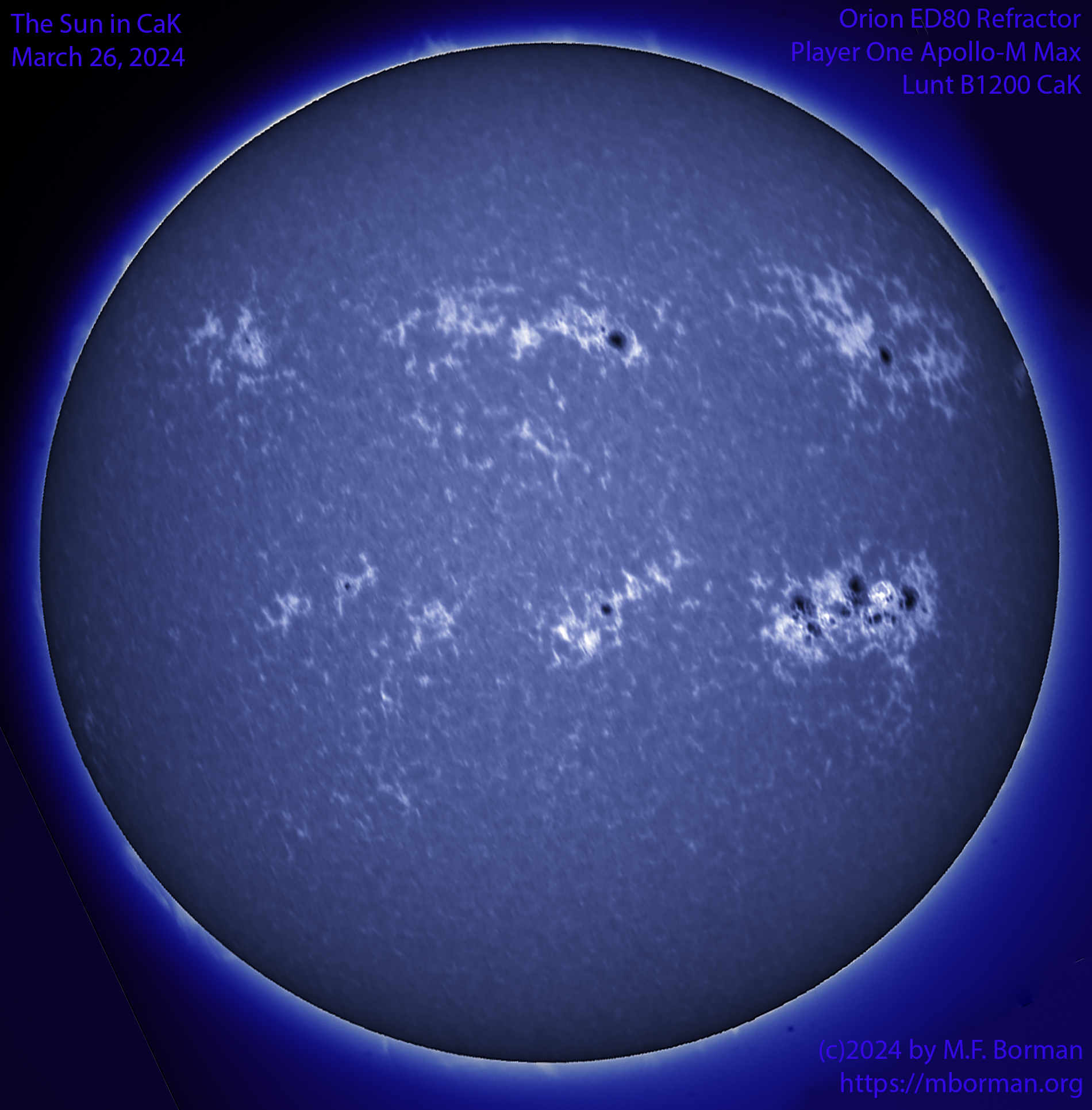 Solar image in CaK 03/26/24