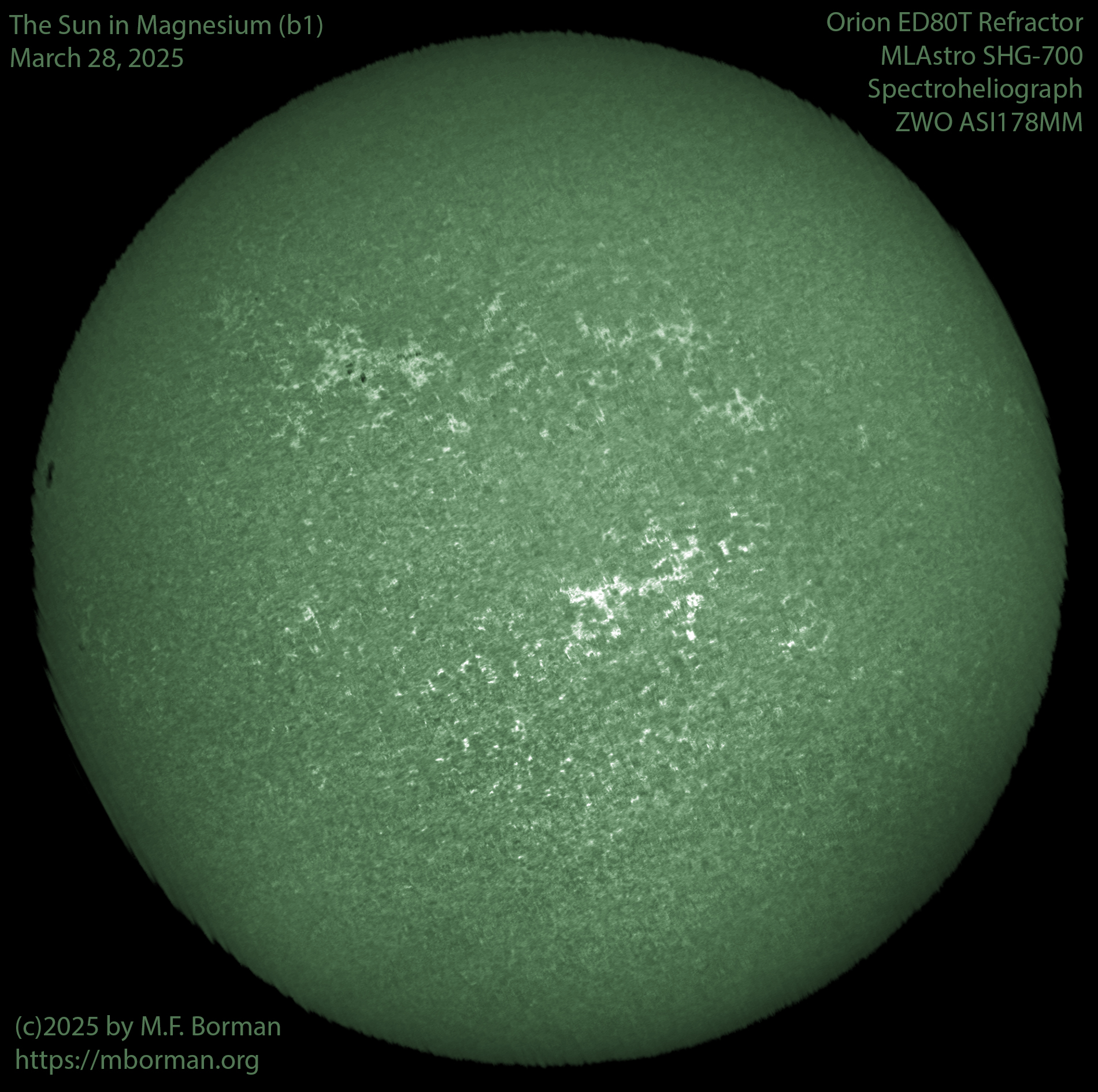 Solar image in magnesium (b1) 03/28/25